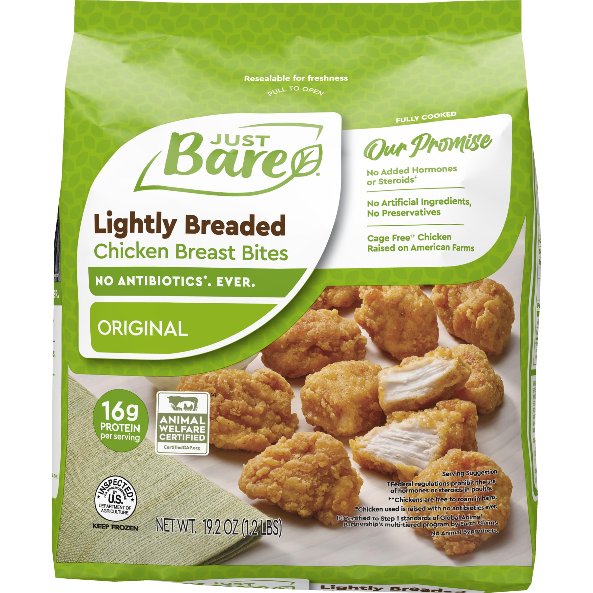 Just Bare Lightly Breaded Chicken Breast Bites, 19.2 OZ