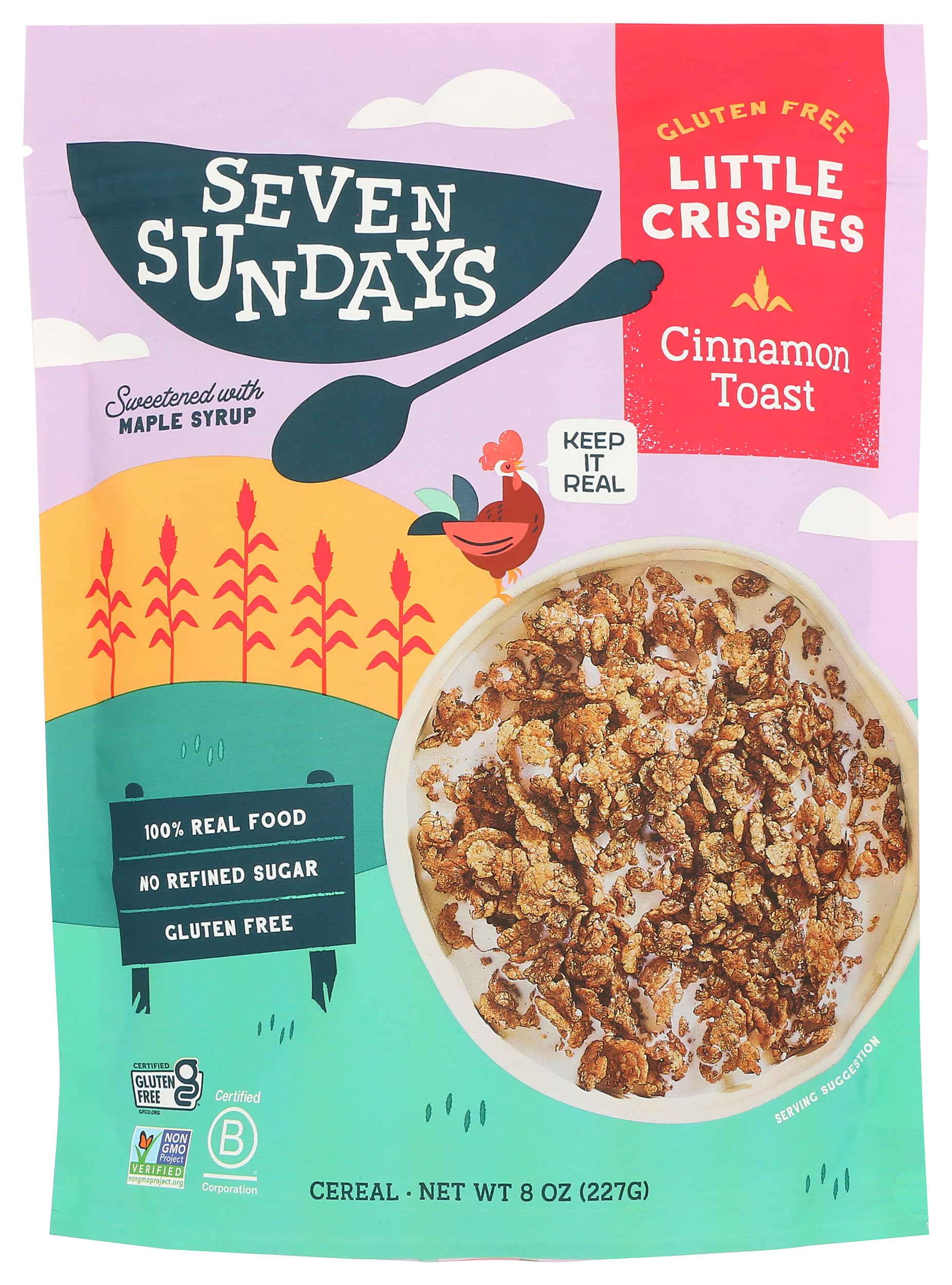 Seven Sundays Little Crispies Cereal, High Protein, Gluten-Free Kids Snack & Breakfast – Made with Real Ingredients, No Sugar Alcohols – Healthy Alternative for Breakfast, 8 oz, Cinnamon Toast