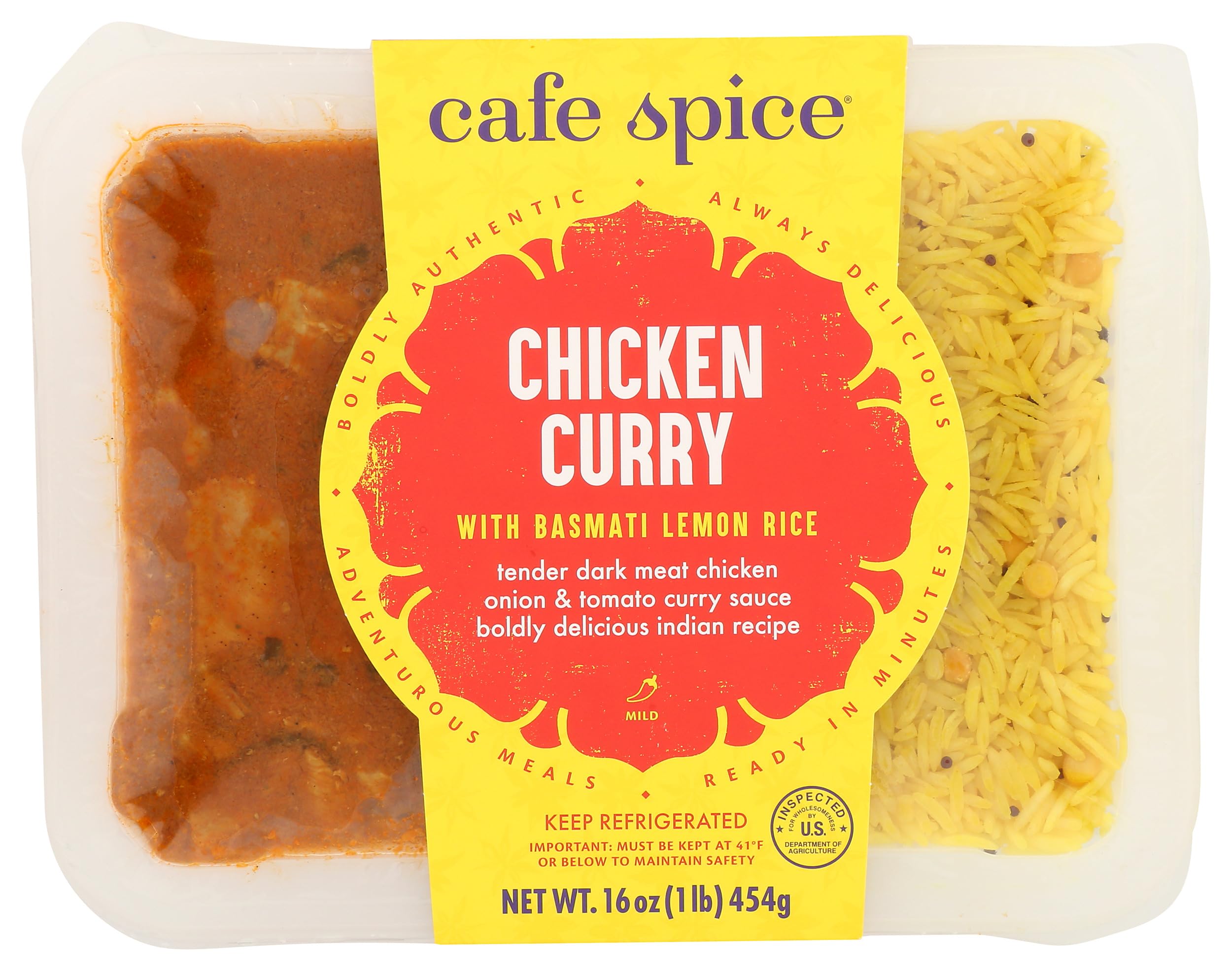 Café Spice Chicken Curry with Lemon Rice, Indian Meal, 16 oz