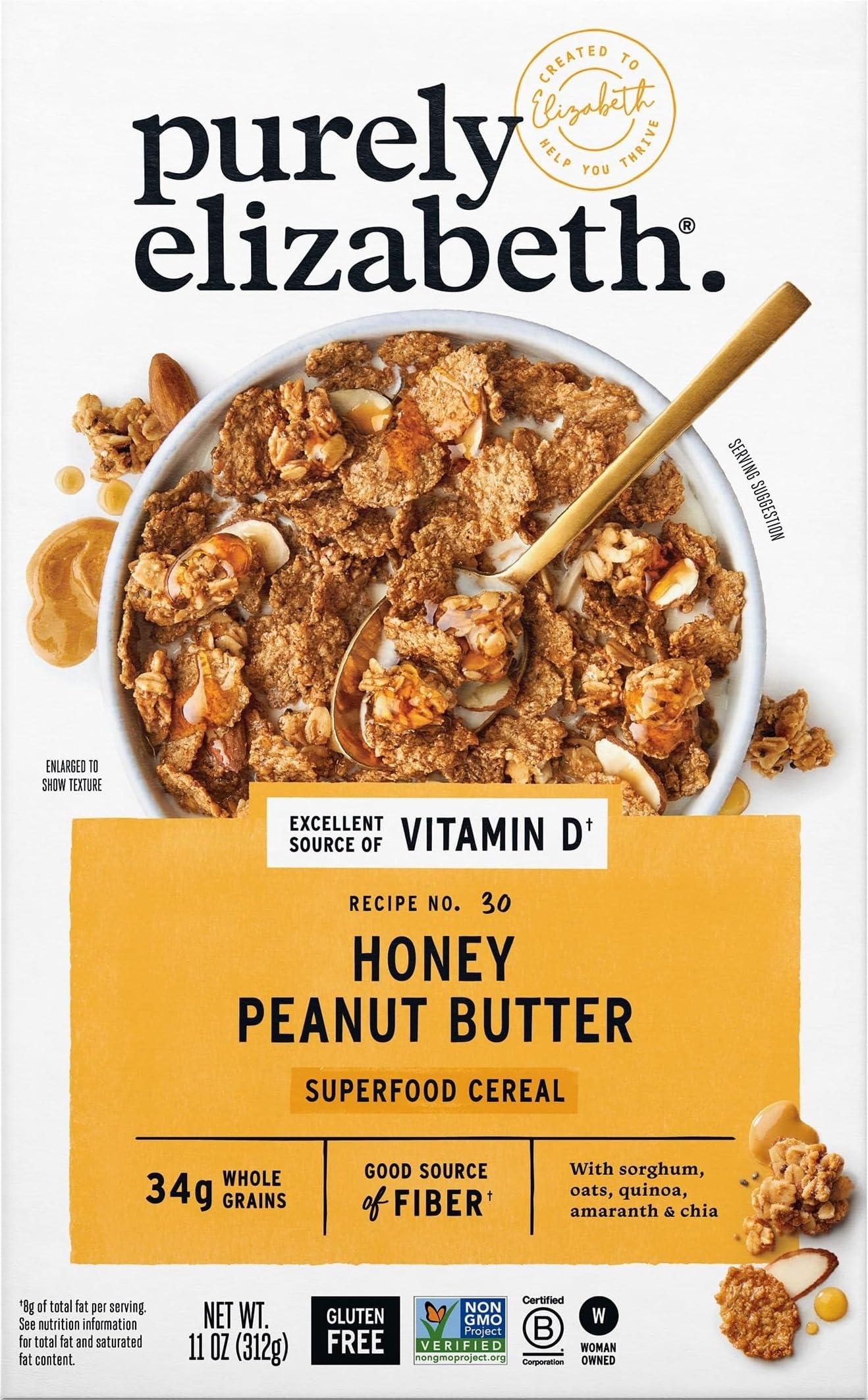 Purely Elizabeth, Cereal Honey Peanut Butter, 11 Ounce