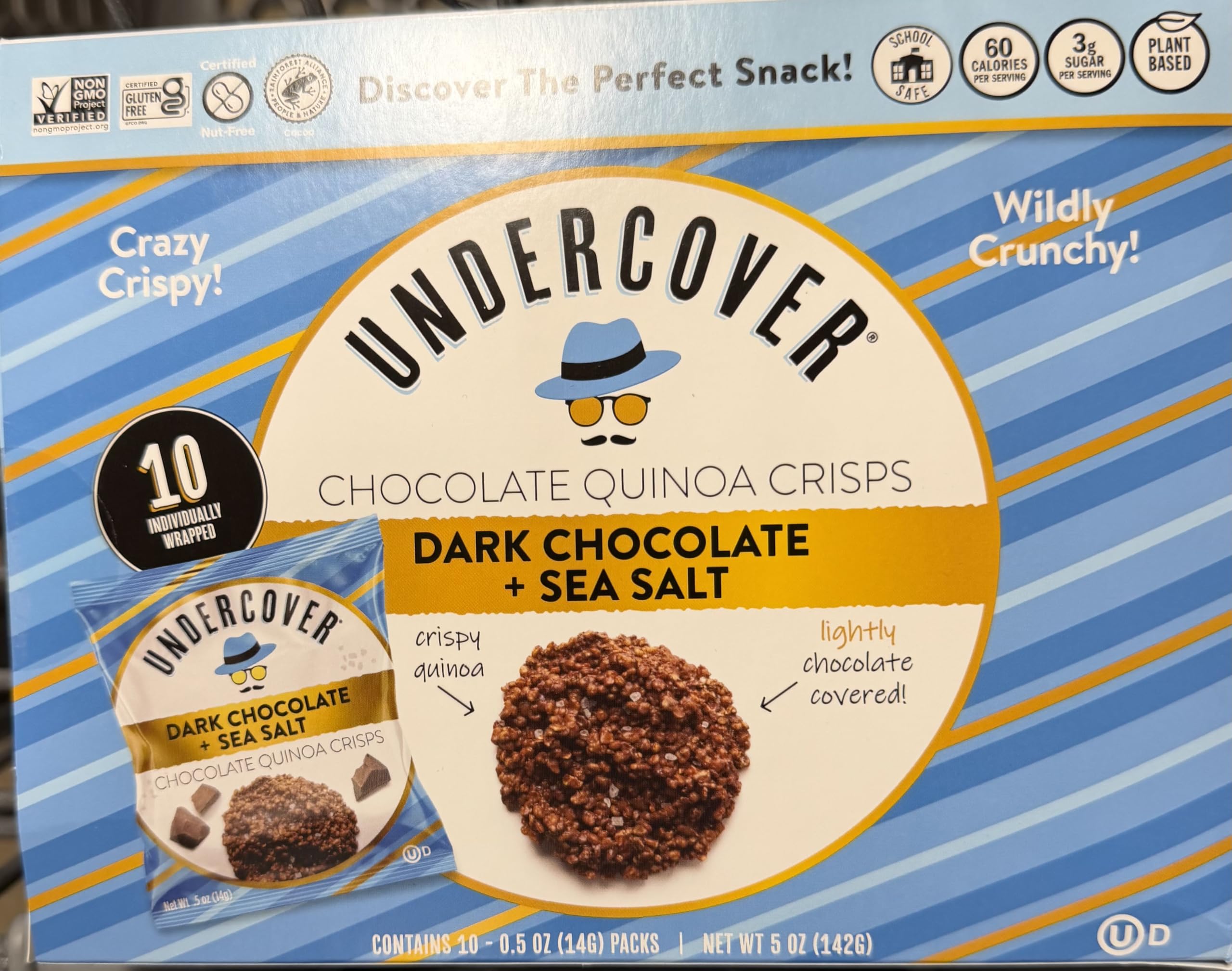 Undercover Chocolate Co Dark Chocolate & Sea Salt Quinoa Crisps, 5 OZ
