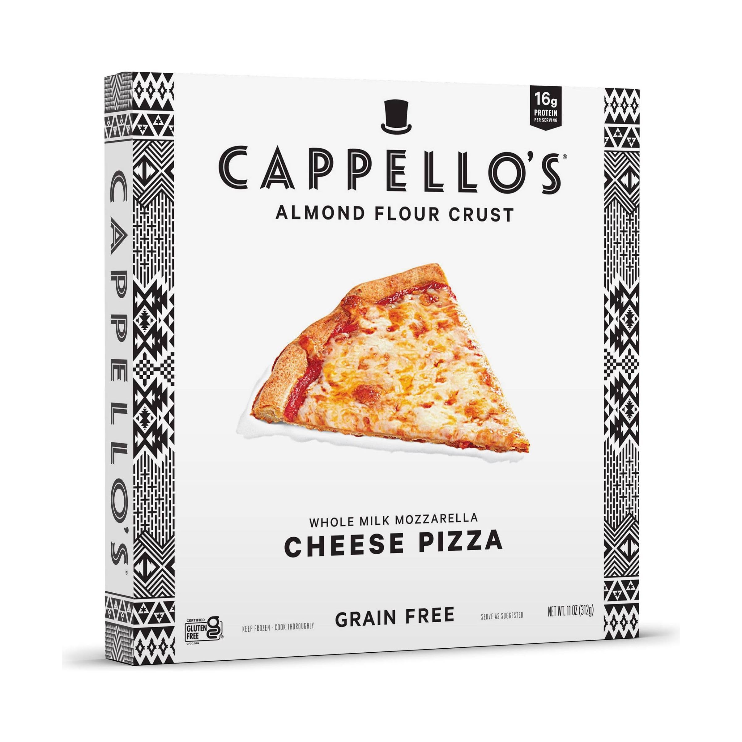 Cappello's Almond Flour Thin Crust Cheese Pizza, Gluten Free, Frozen Pizza 11oz