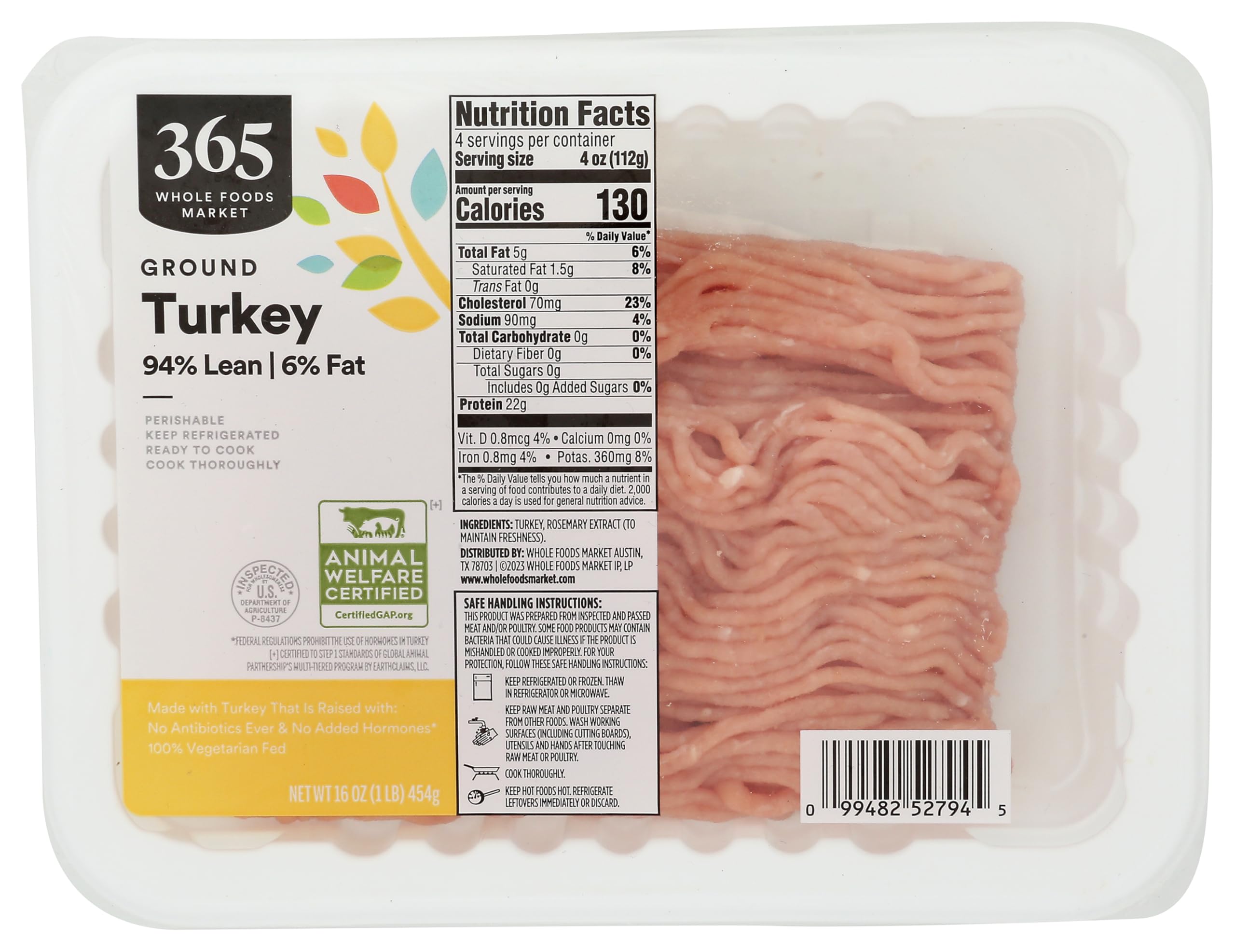 365 by Whole Foods Market Ground Dark Turkey 94/6, 16 OZ