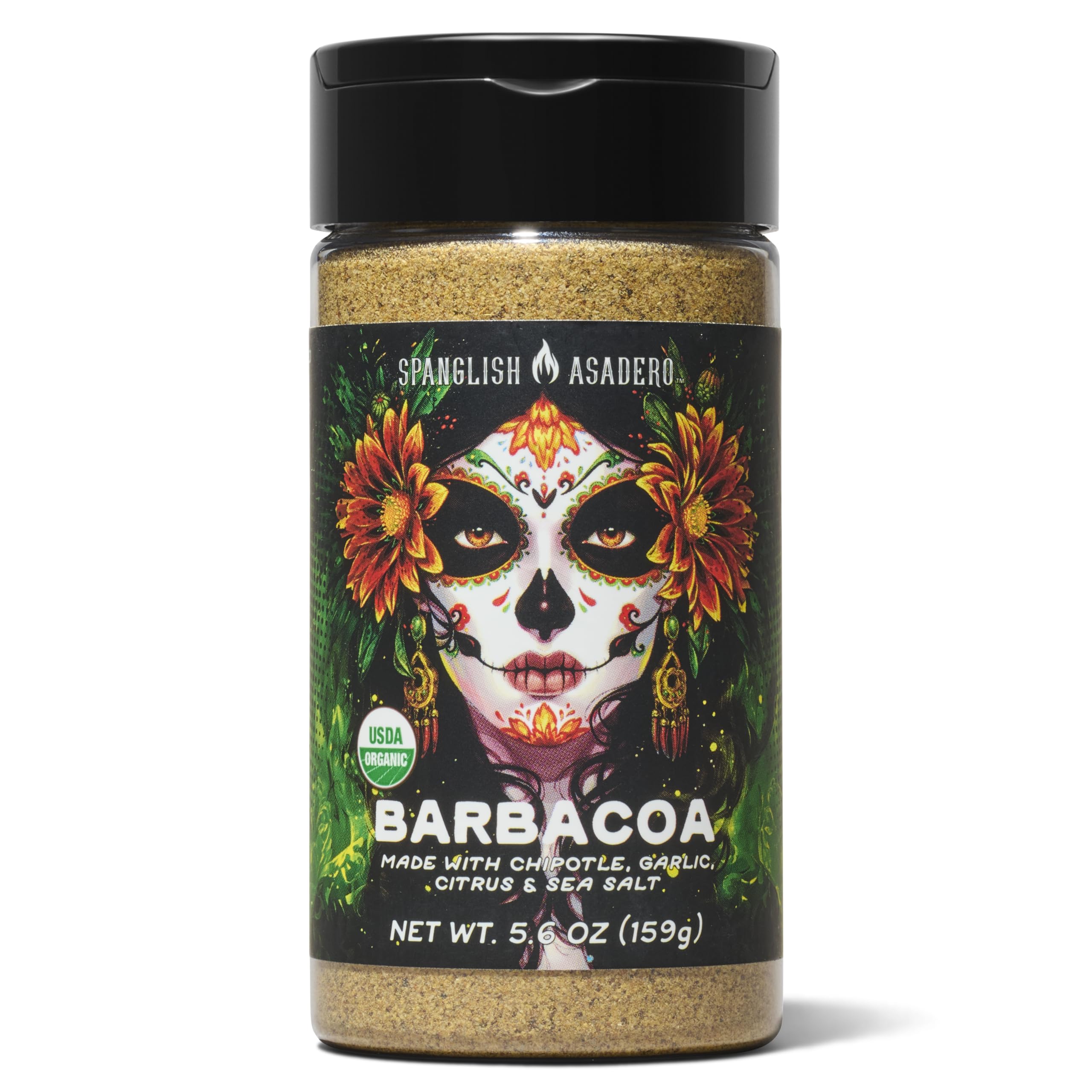 Spanglish Organic Barbacoa Seasoning, 5.6 oz, Chipotle, Garlic & Citrus Blend, Mild Heat, Perfect for Grilling Steak, Pork Chops, Chicken or Ground Meat, Gluten Free, USDA Organic