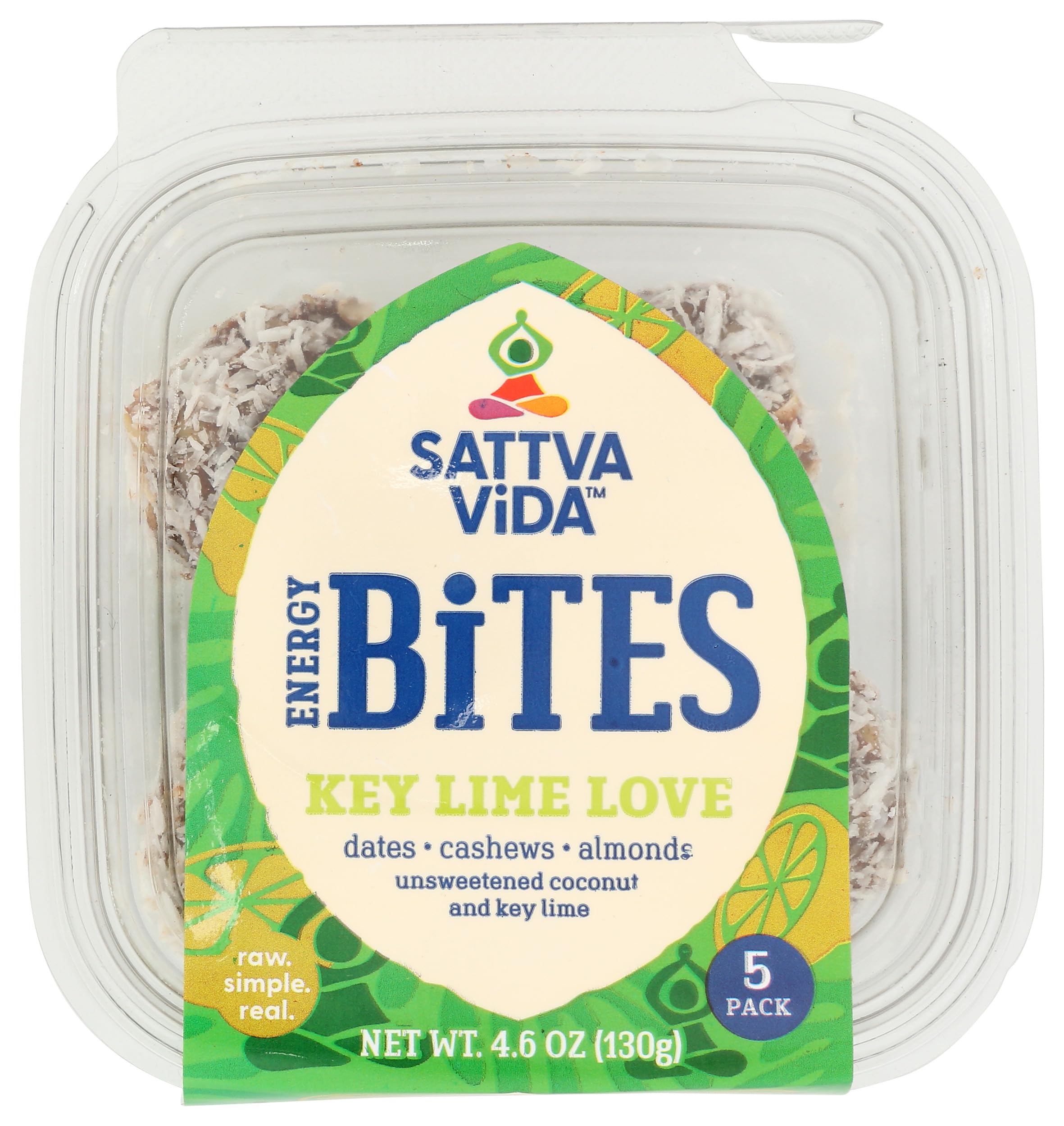 Sattva Vida Gluten Free Vegan Snacks Energy Bites | Plant Protein Whole Foods | Dates Cashews & Key Lime Juice | Non Gmo Healthy Snacks | - Key Lime Love