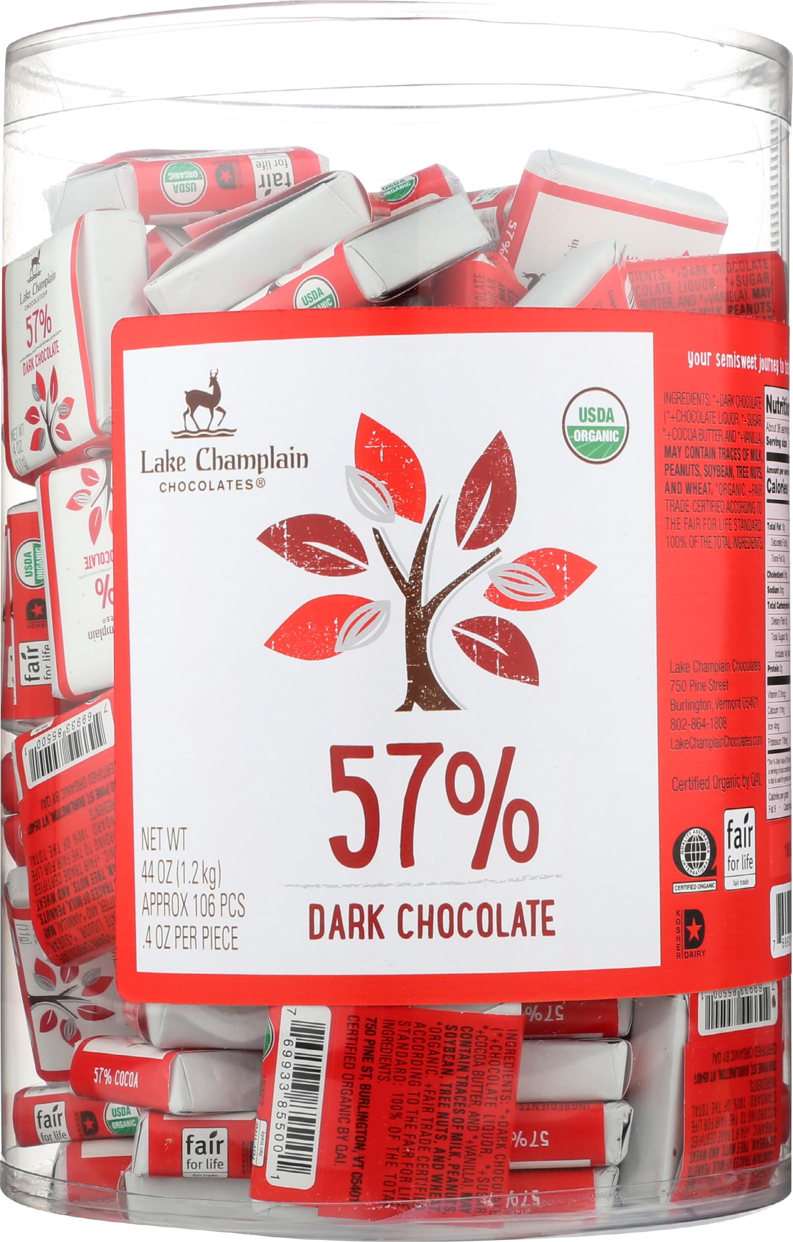 Organic Dark Chocolate Square 57%, 0.4 Ounce