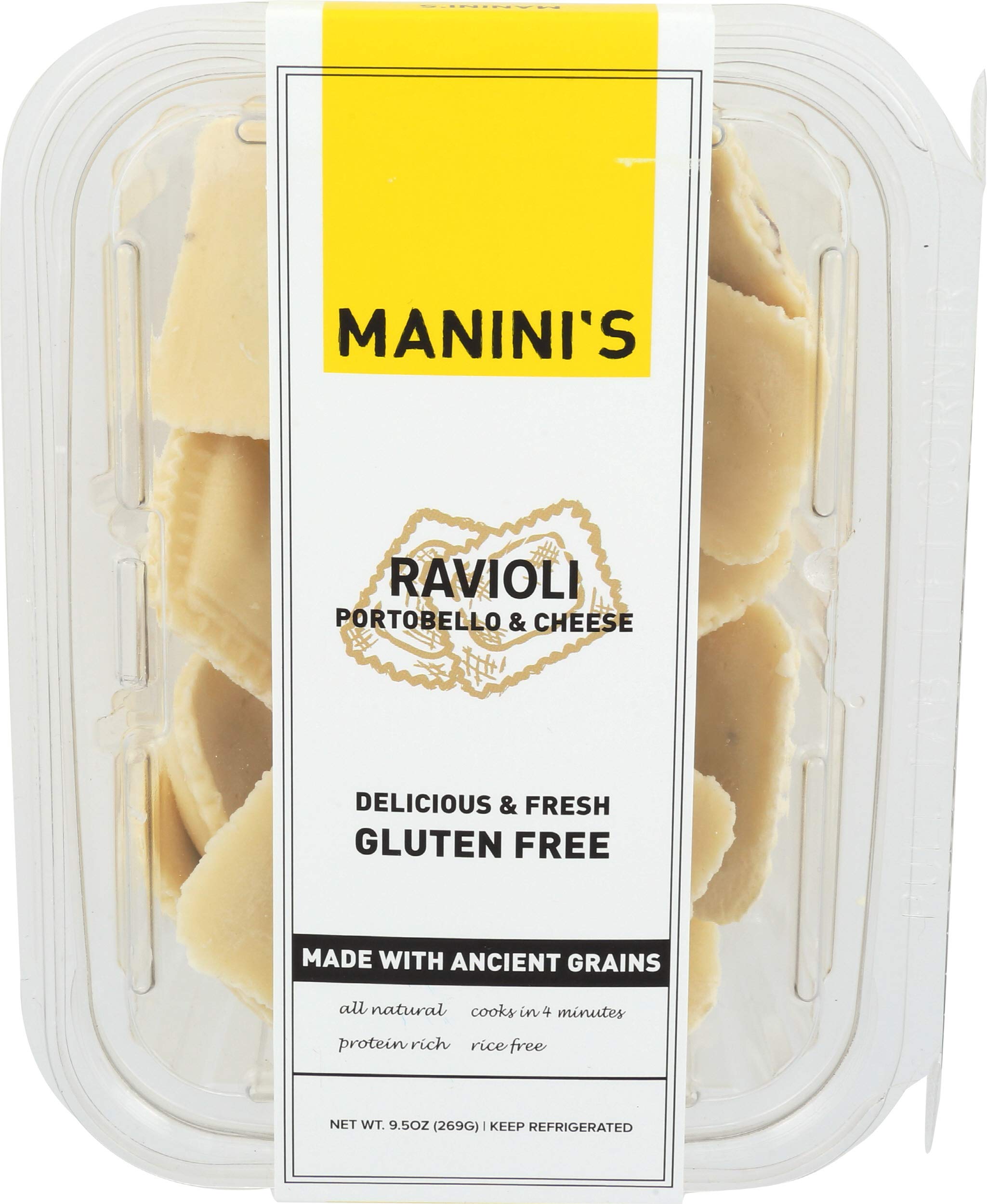 Manini's Gluten Free Portobello & Cheese Ravioli, 9.5 oz (frozen)