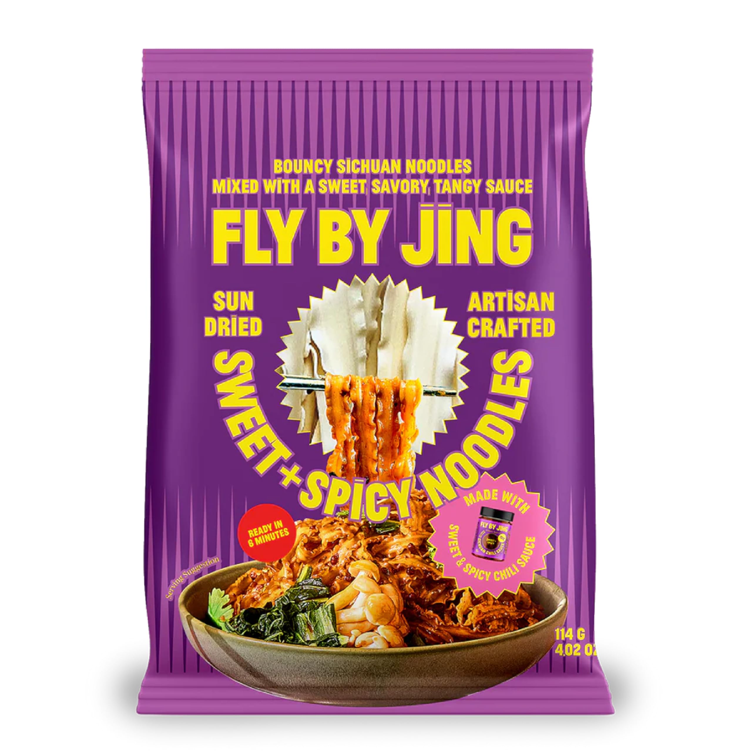 FLYBYJING Sweet & Spicy Noodles, 4.02 oz (Pack of 1)