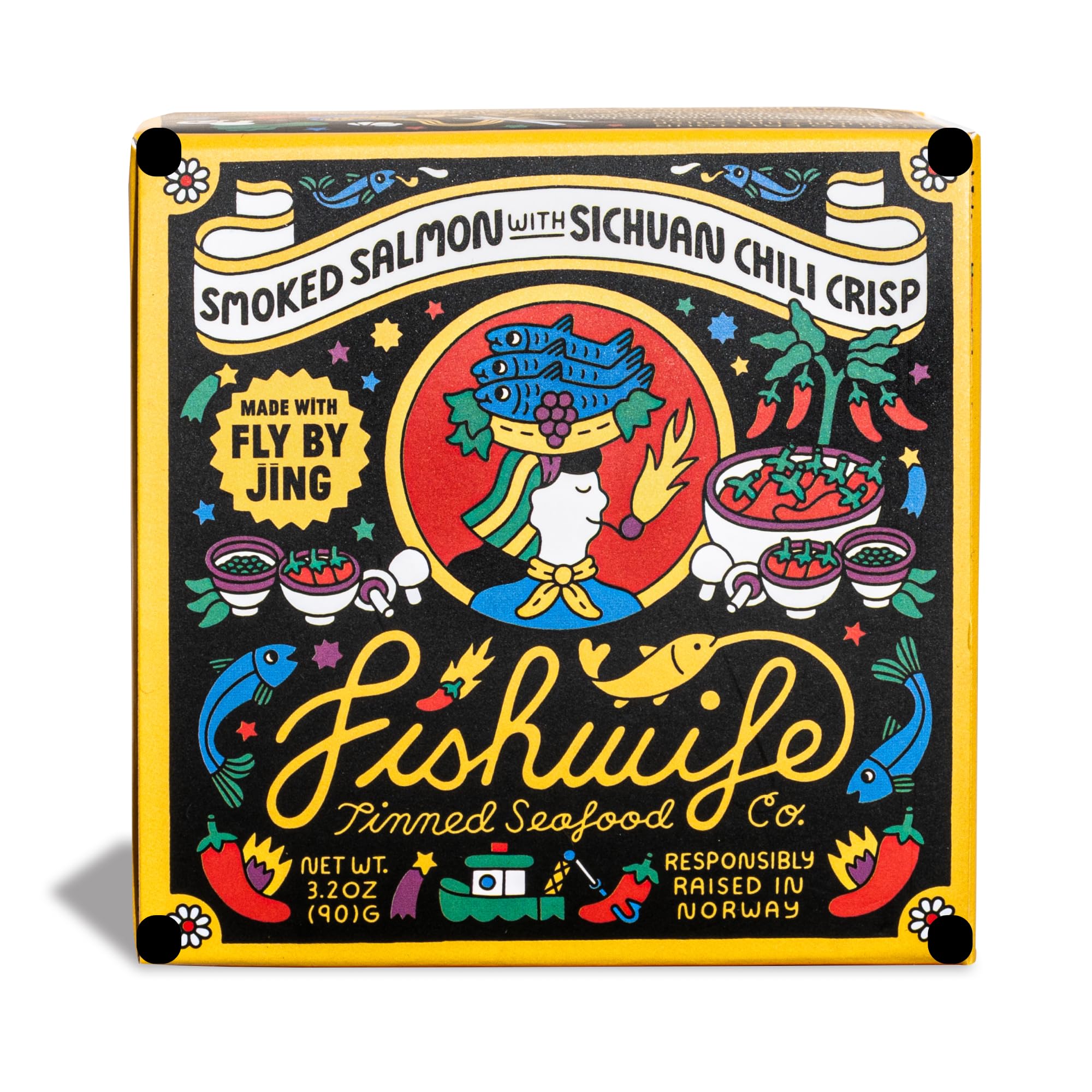 Fishwife Smoked Salmon with Fly (1-Pack) | Premium Tinned Fish | ASC-Certified | Gluten Free, High Protein, Paleo Friendly, Omega-3s | Hand-Packed w/ Sichuan Chili Sauce | Farmed from Norway