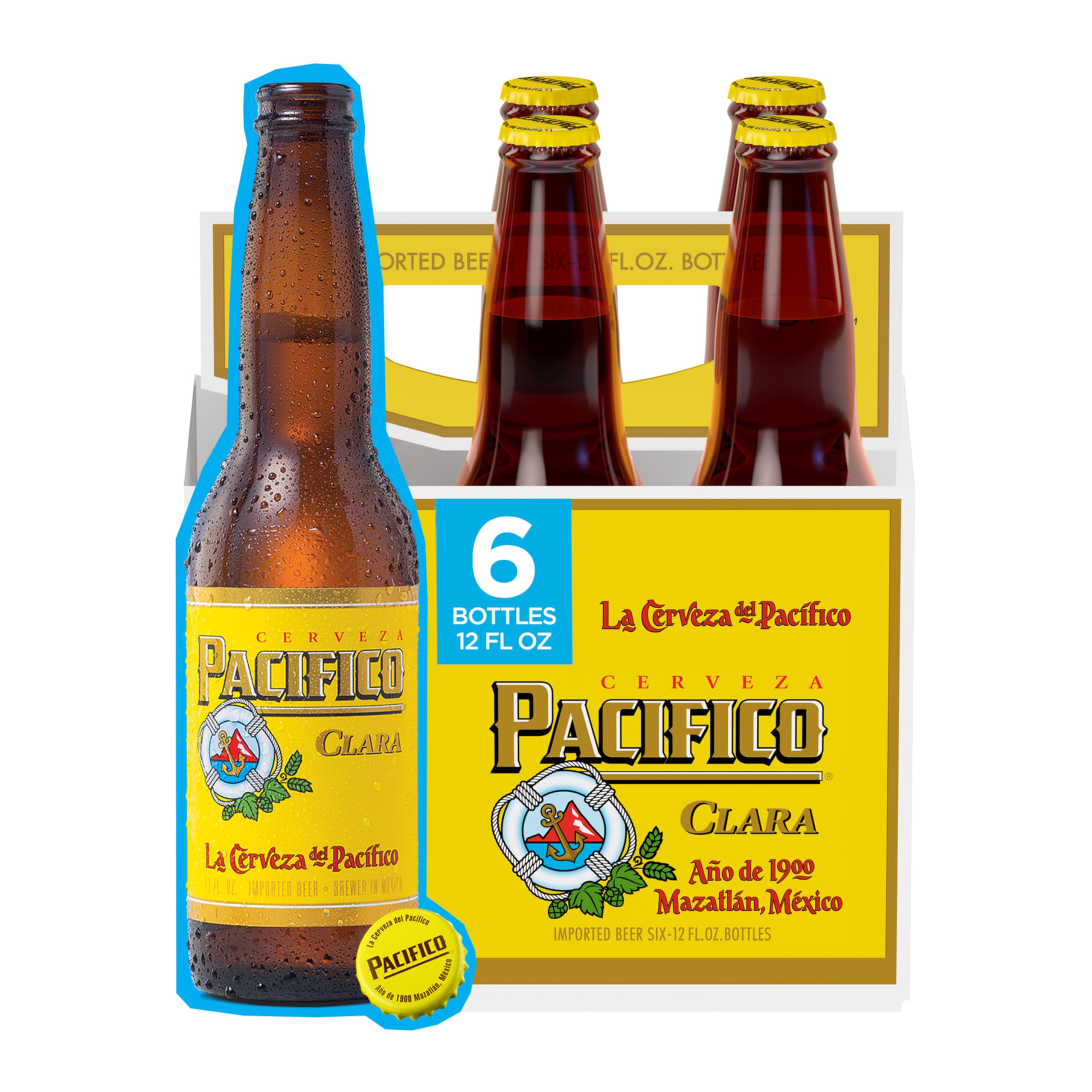 Pacifico Clara Beer, 6 pk, 12 fl oz Bottles, 4.4% ABV