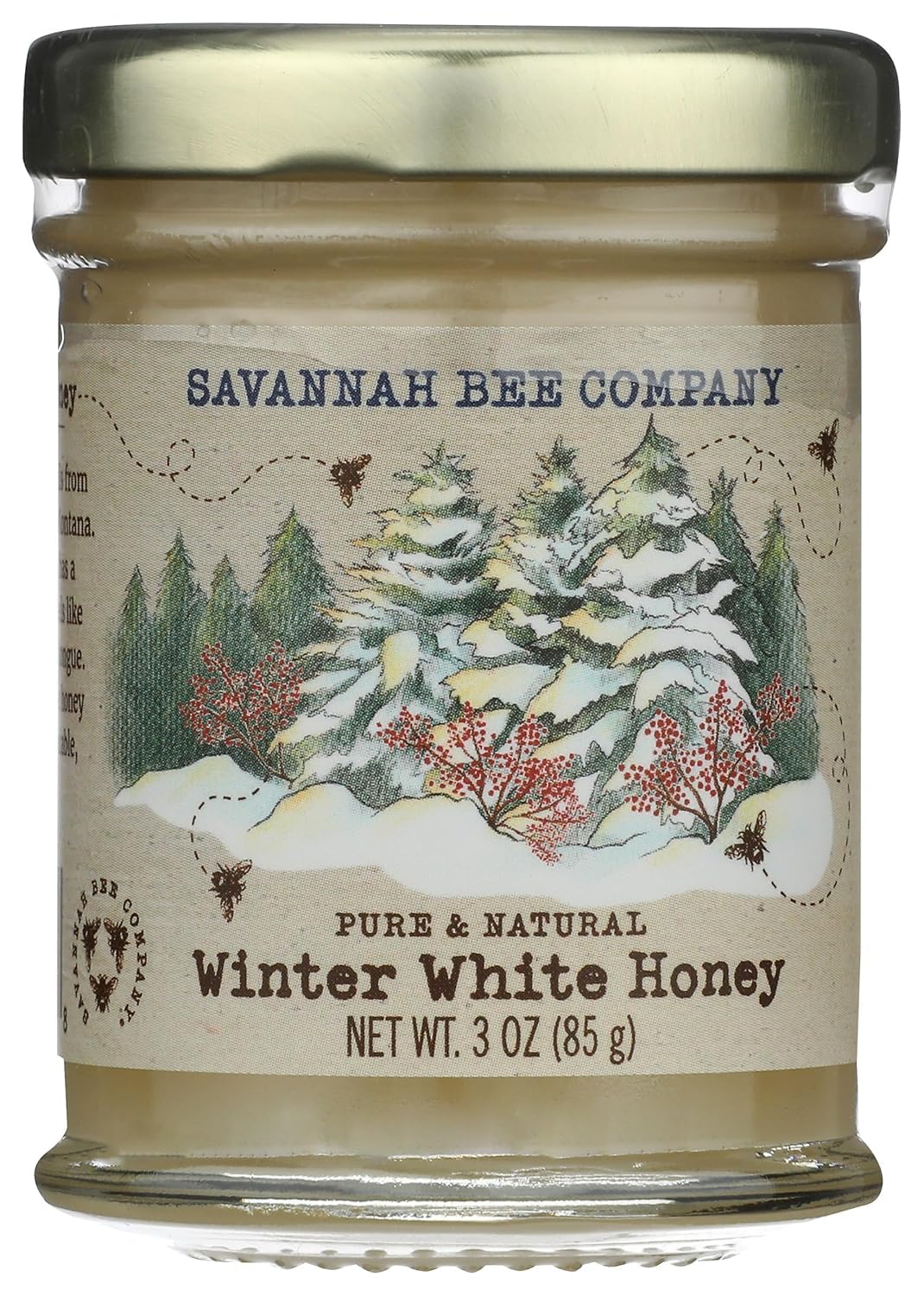 Savannah Bee Company Whipped Honey, Winter White, Wildflower, 3 oz | Creamy Spreadable Raw Honey, seasonal Rocky Mountain Wildflower Honey, smooth Texture Natural Honey