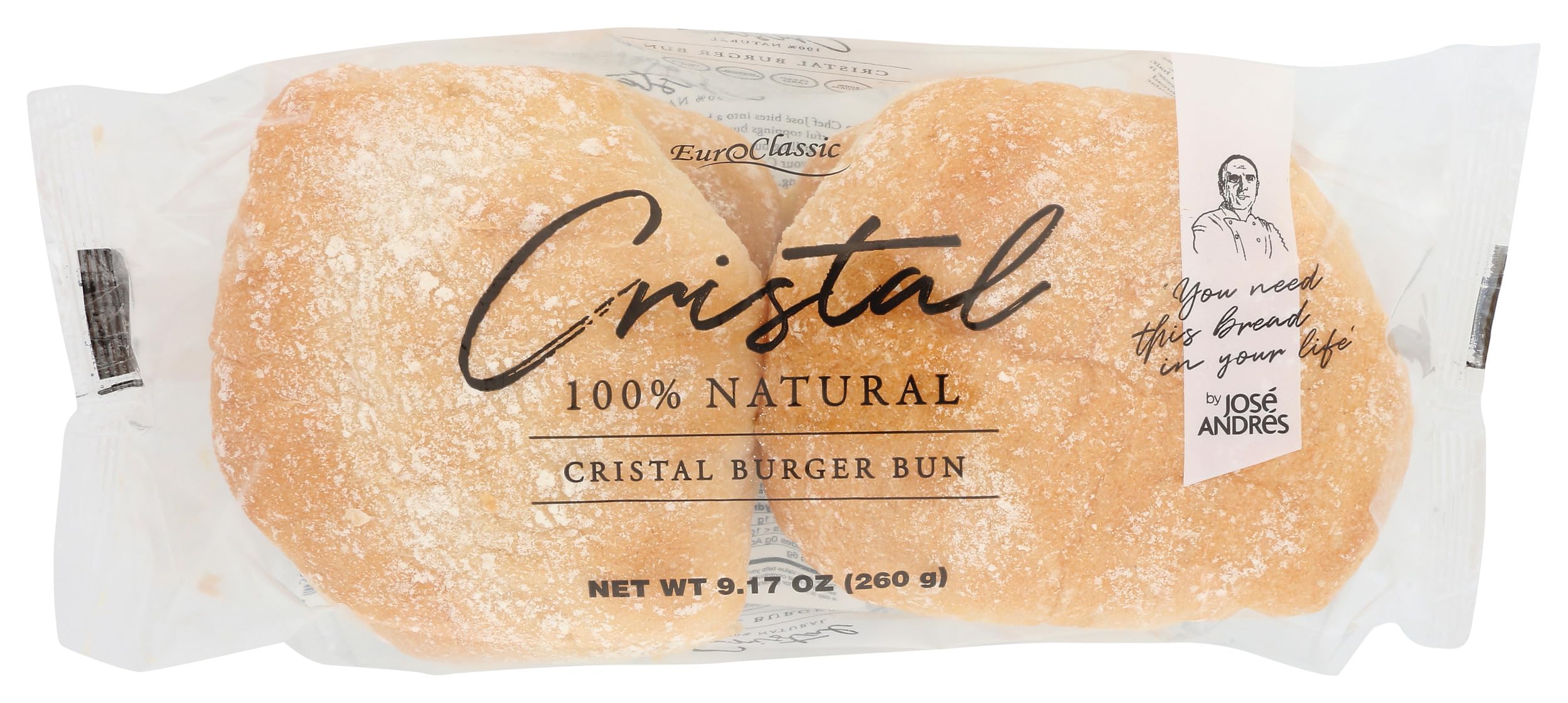 Bun Hamburger Cristal 4 Count, 9.17 Ounce