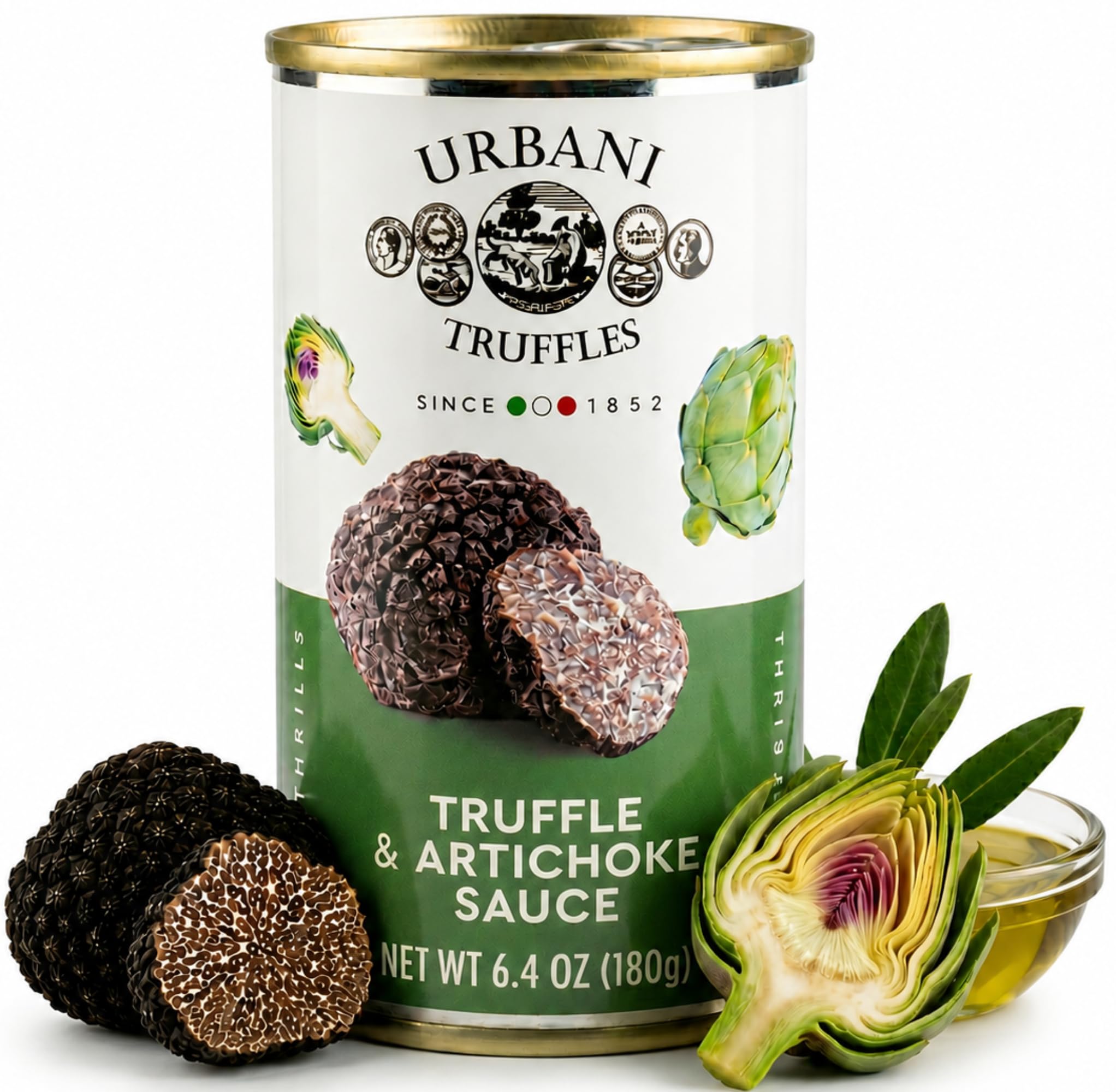 Artichokes & Black Truffle Italian Sauce 6.4oz; Pasta, Pizza, Meat and Fish | Urbani Truffles - Versatile & Easy to Use - Authentic, GMO-Free, All-Natural, No Artificial Ingredients