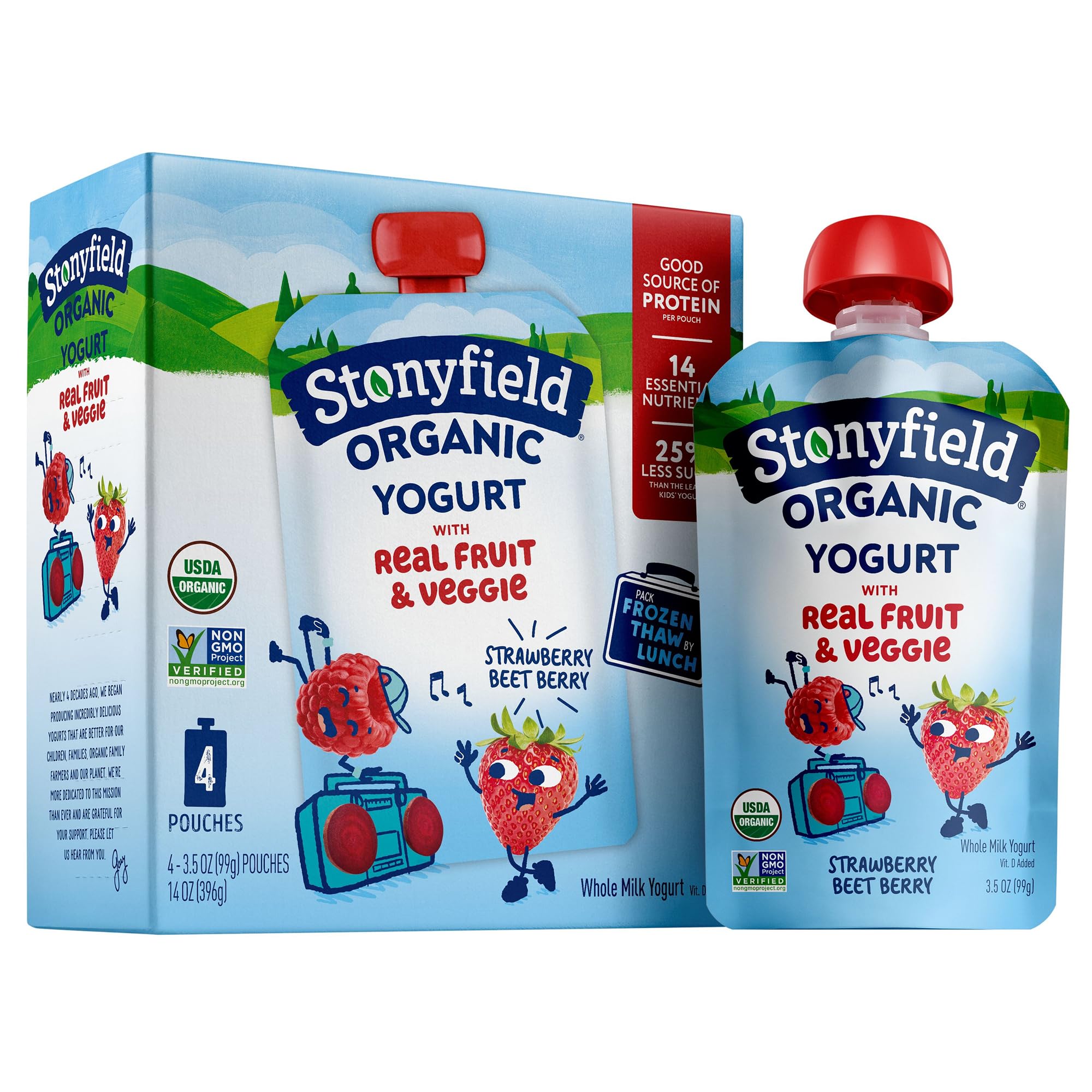 Stonyfield Organic Kids Yogurt Pouches, Strawberry Beet Berry, 3.5 oz, 4 ct