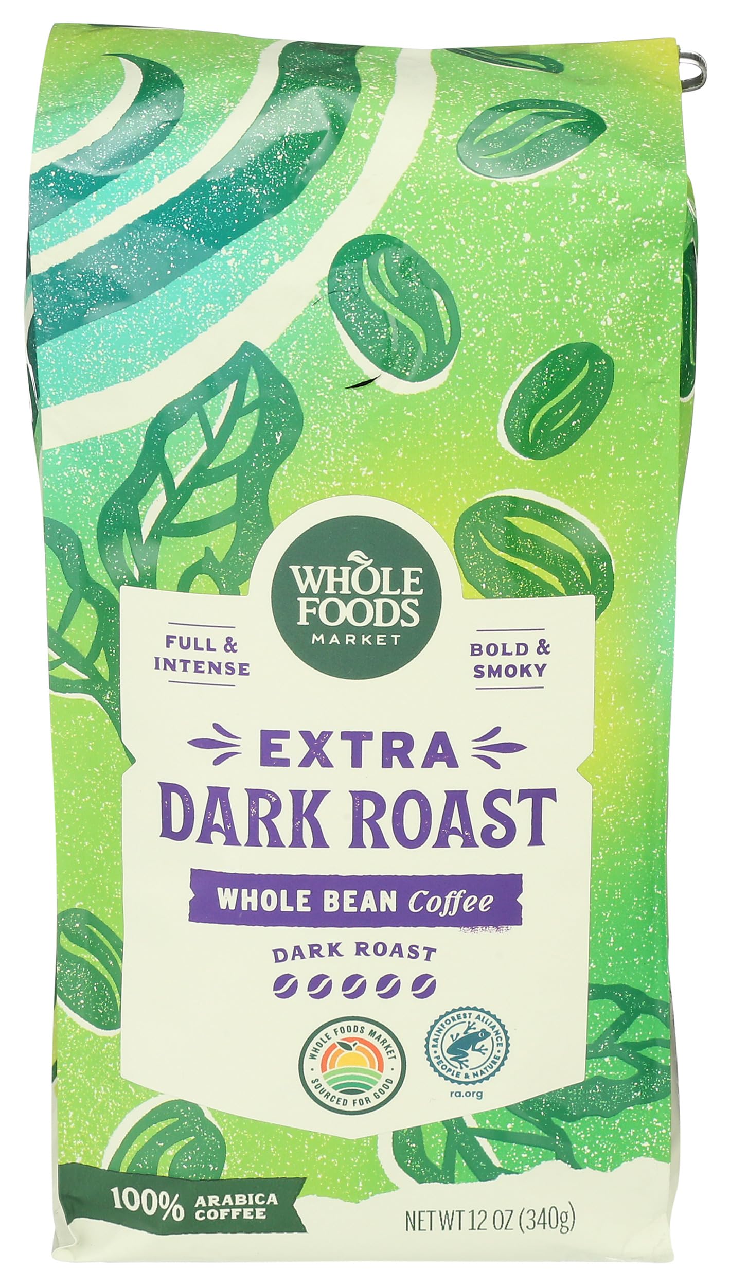 Extra Dark Roast Whole Bean Coffee, Full & Intense, Bold & Smoky, 12 Ounce