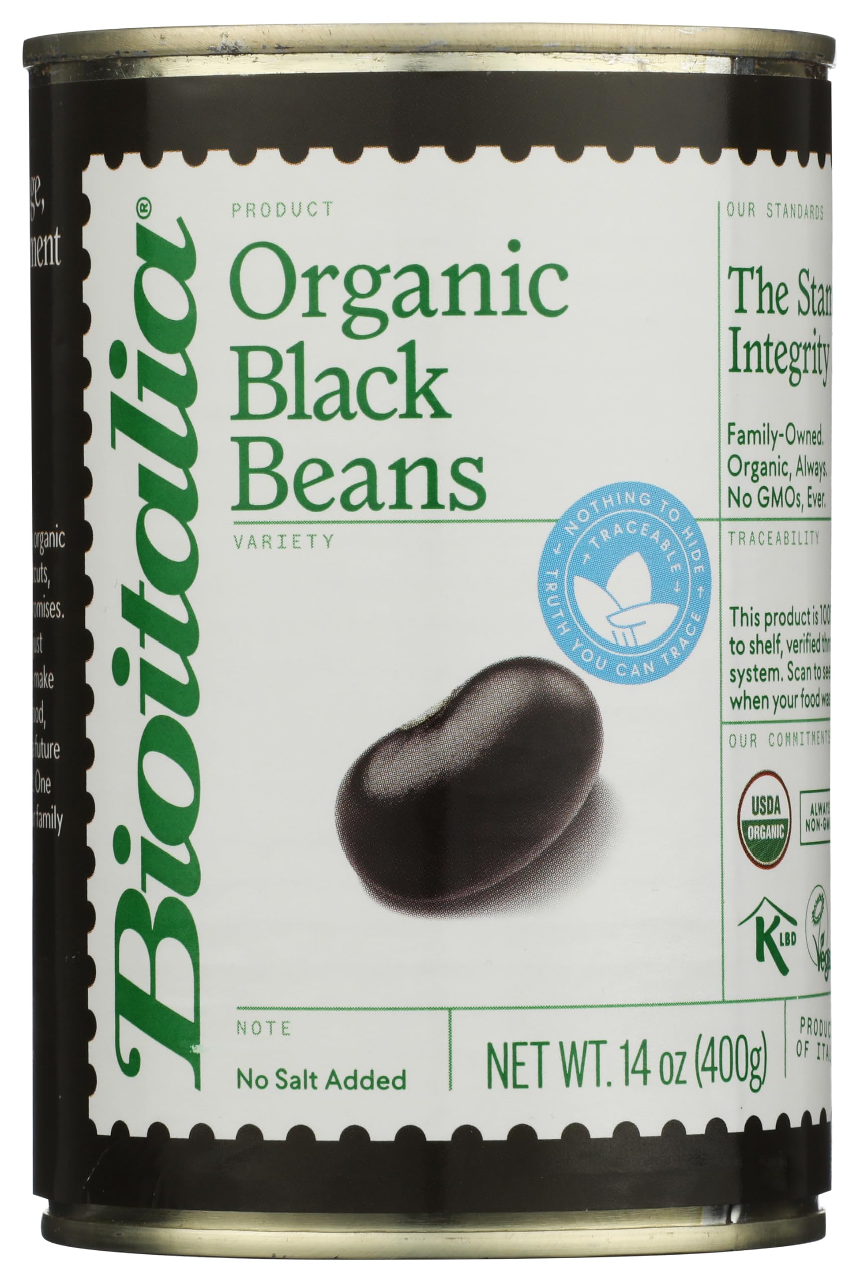Bioitalia Organic Black Beans, 14 oz