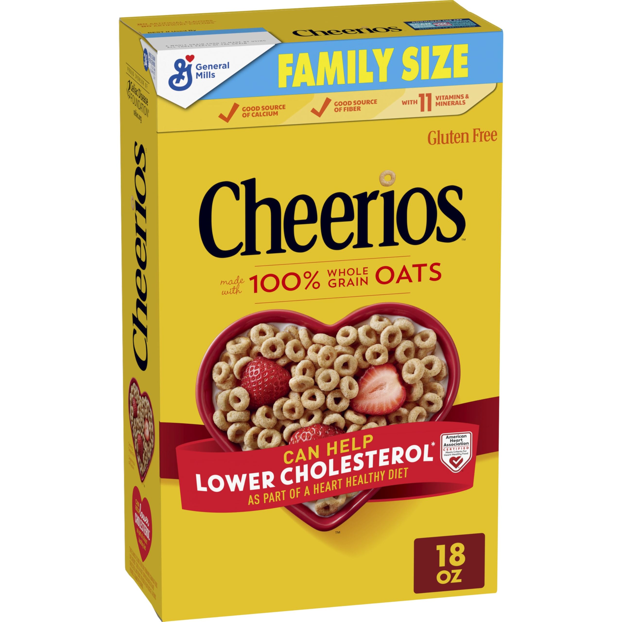 Heart Healthy Gluten Free Breakfast Cereal, Family Size, 18 oz | 100% Whole Grain Oats, Soluble Fiber for Cholesterol, 34g Whole Grain, 11 Vitamins & Minerals