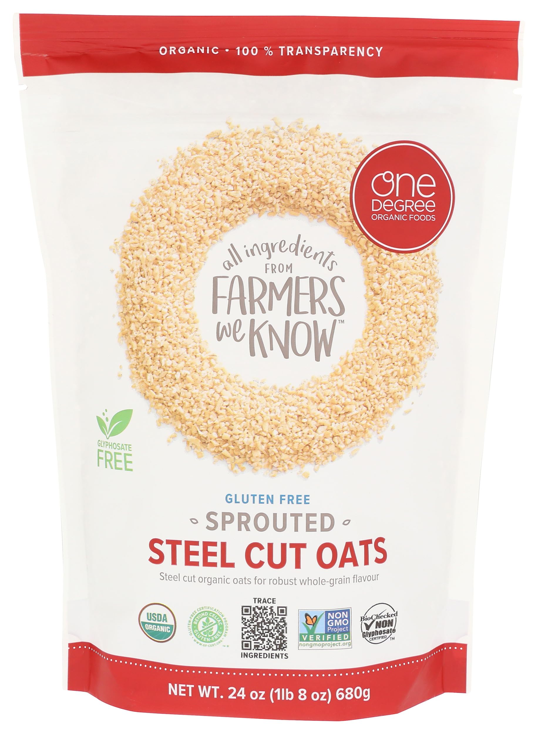 One Degree Organics Sprouted Steel Cut Oats, 24oz