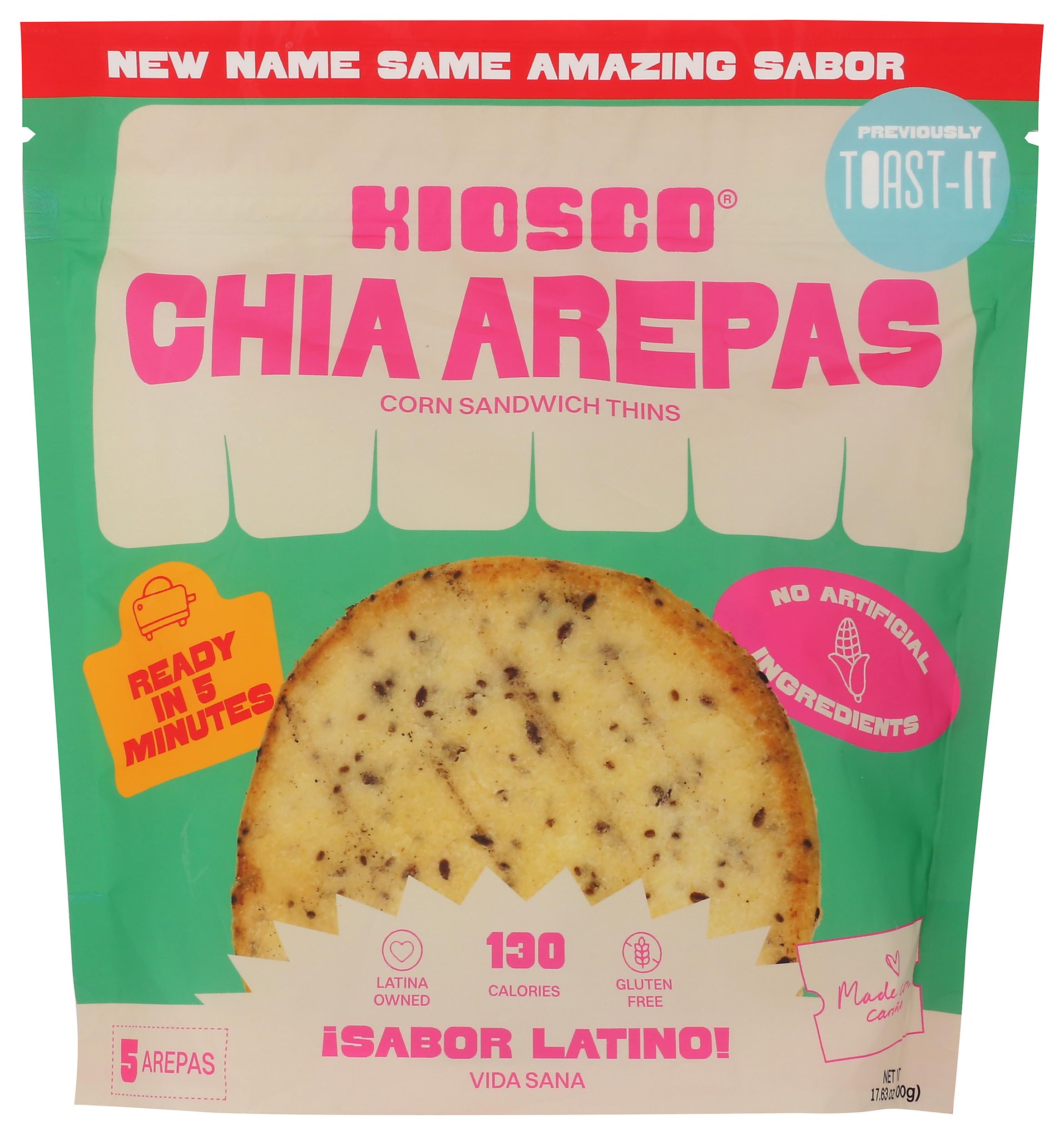 Kiosco Chia & Flaxseed Arepas 5 Count, 17.63 OZ