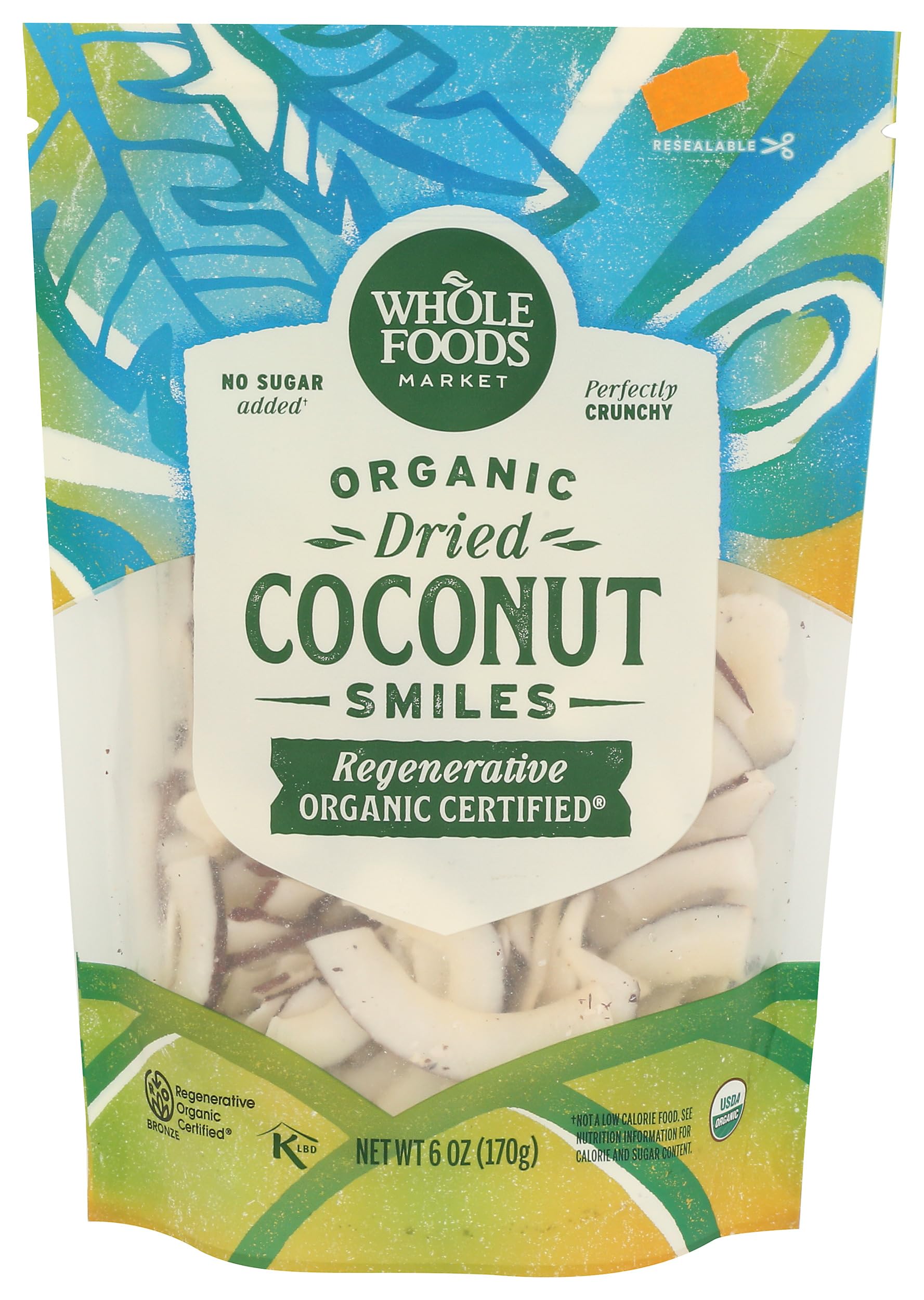 Whole Foods Market Organic Regenerative Dried Coconut Smiles, 6 OZ