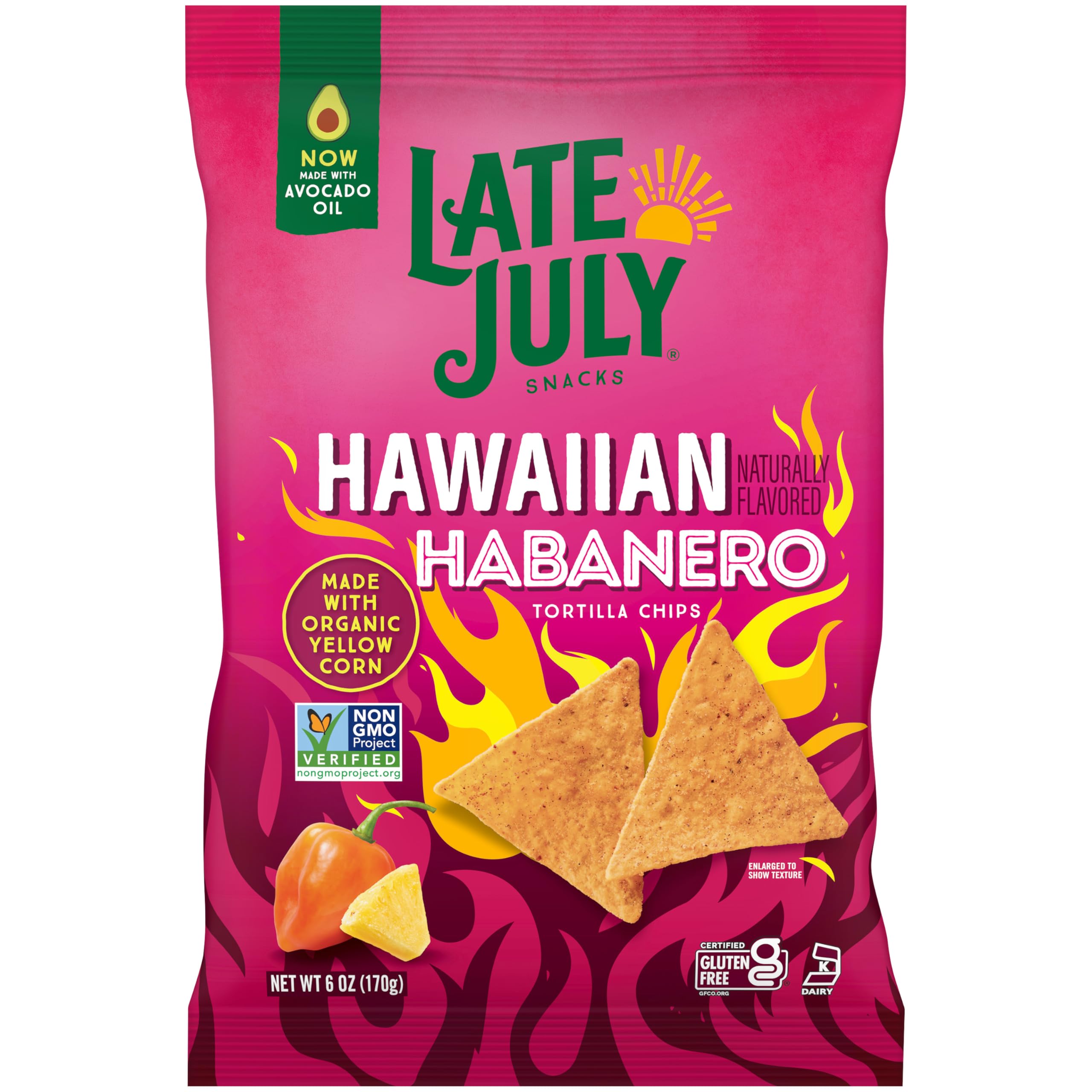 LATE JULY Snacks Hawaiian Habanero Tortilla Chips, 6 Oz Bag