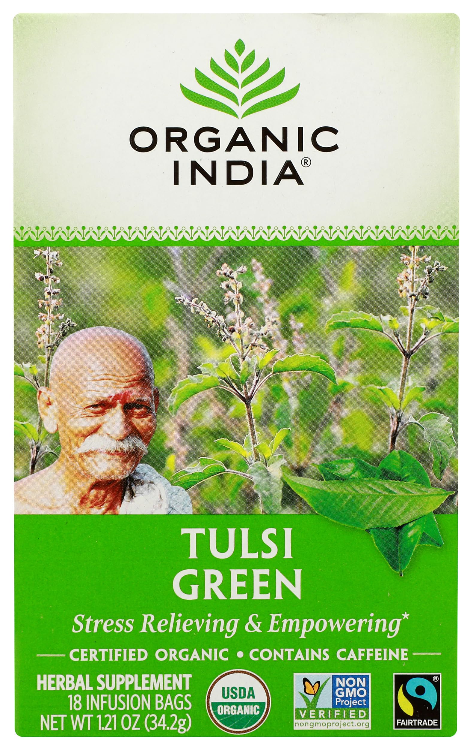 Organic India, Tea Tulsi Green Organic, 18 Count