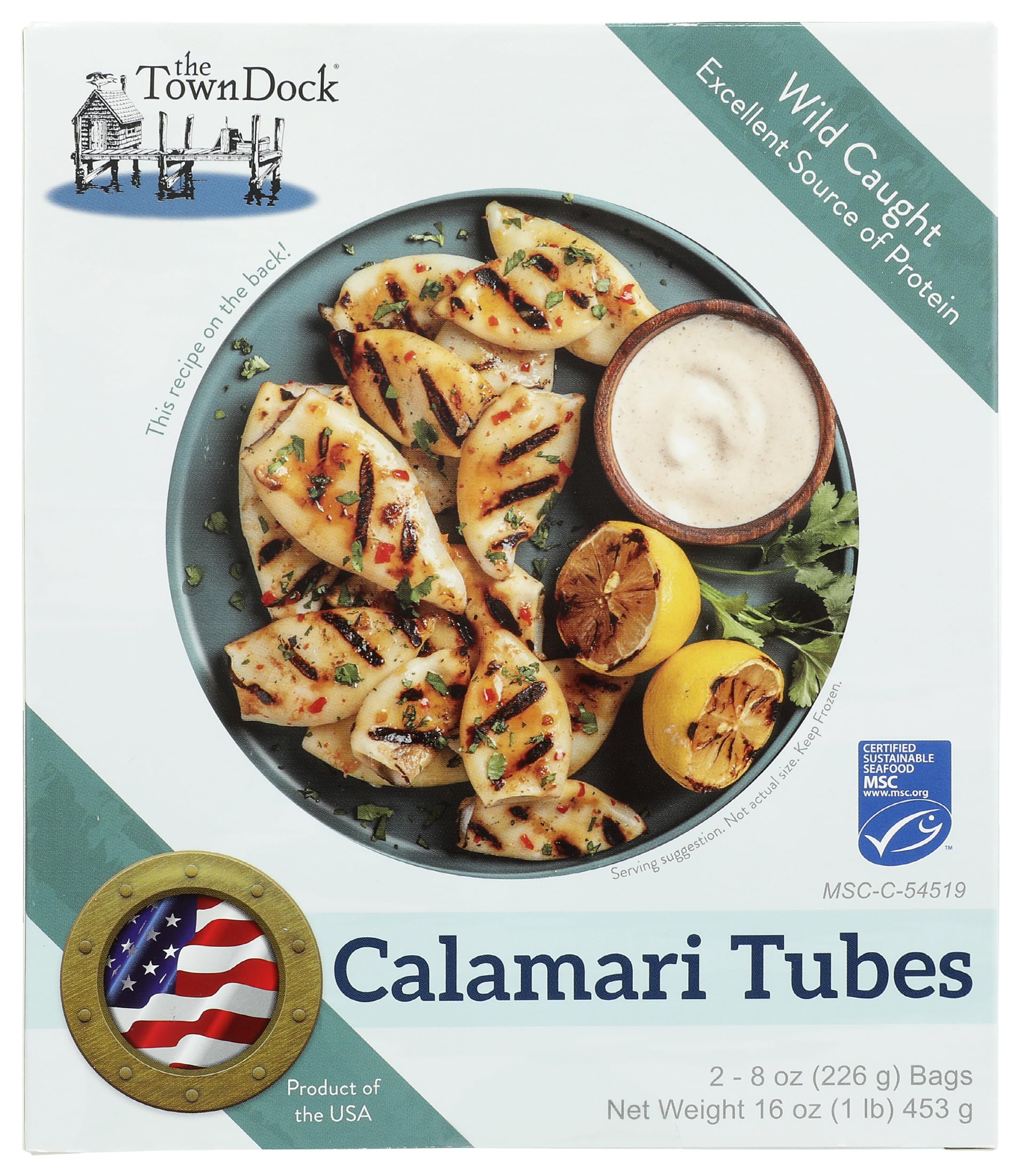 Town Dock, Frozen Squid Tubes MSC, 16 Ounce