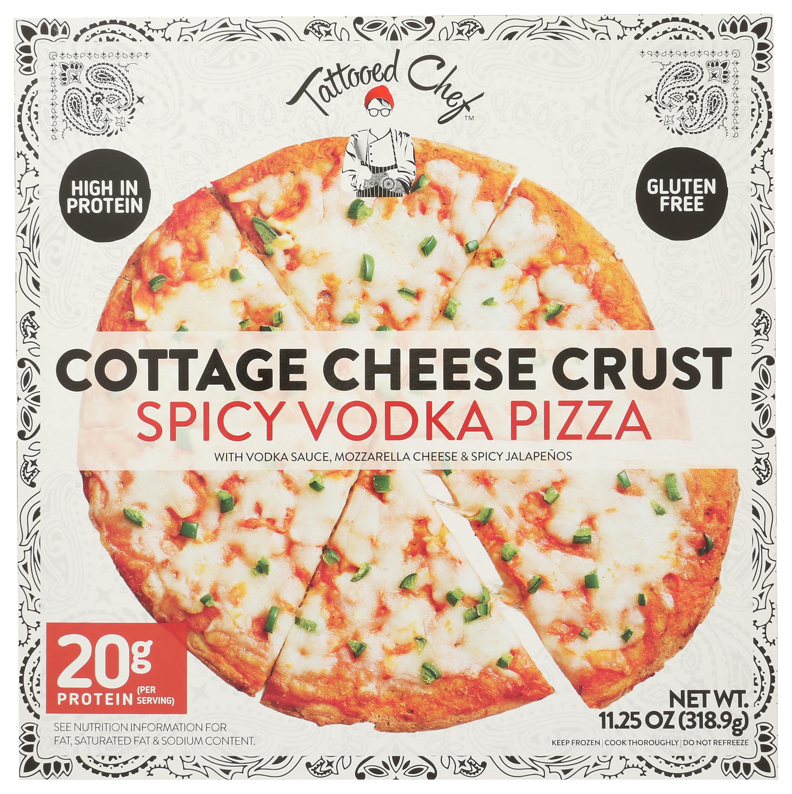 Tattooed Chef Spicy Vodka Cottage Cheese Crust Pizza, 11.25 OZ