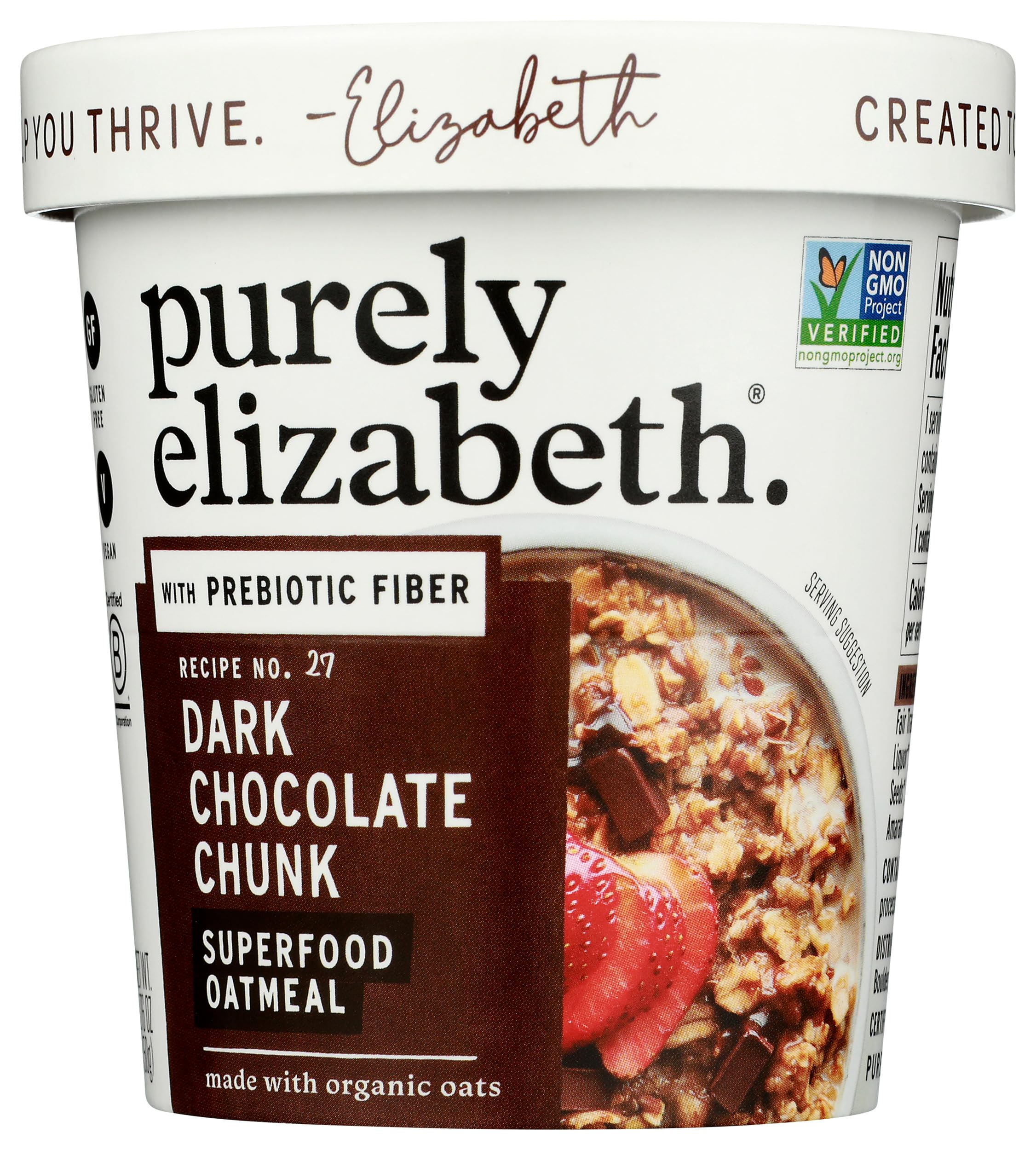 Purely Elizabeth, Oatmeal Cup Superfood Dark Chocolate Chunk, 1.76 Ounce