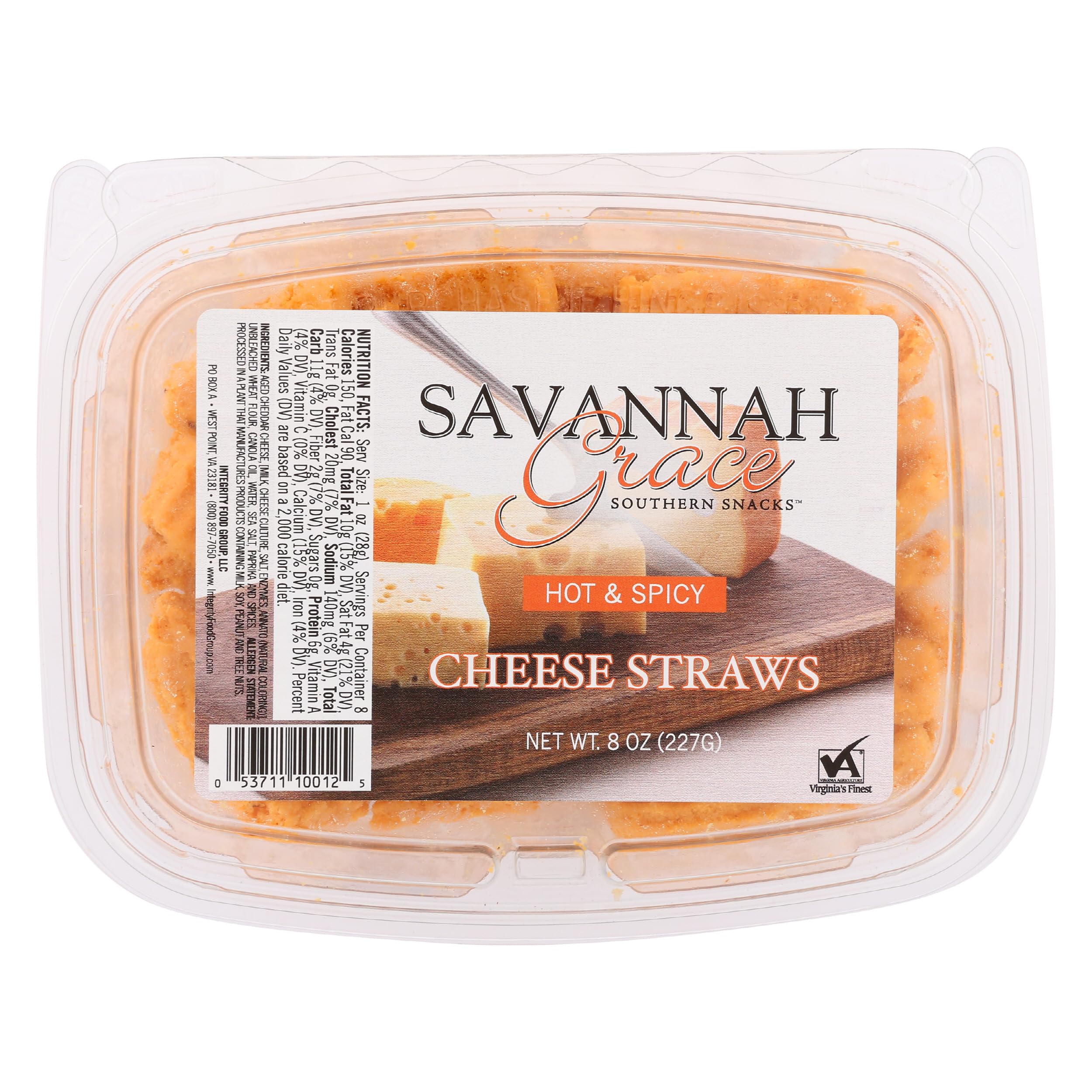 Savannah Grace, Cheese Straws Hot And Spicy, 8 Ounce