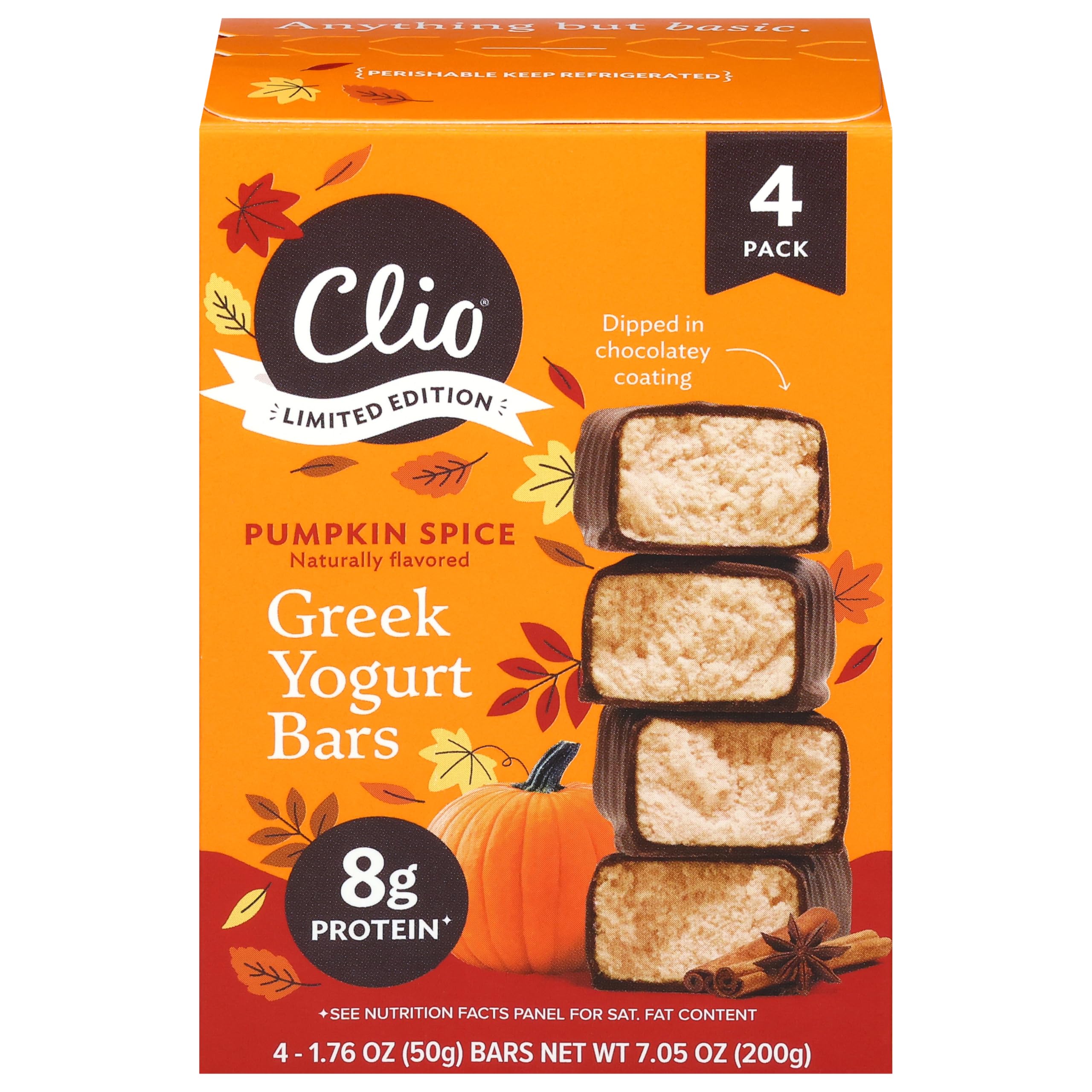 Clio Pumpkin Spice Greek Yogurt Bar 4ct, 7.1 OZ
