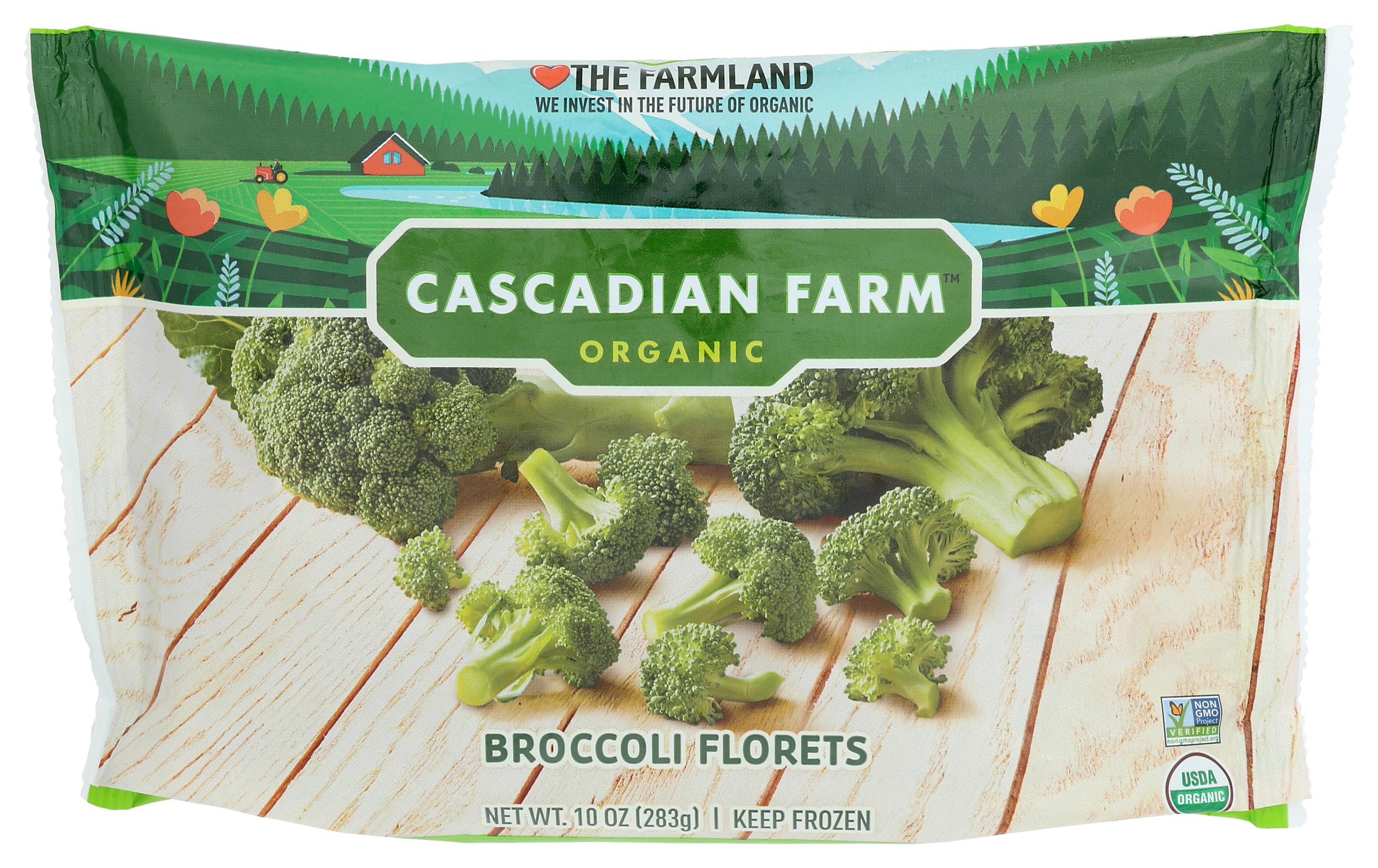 Cascadian Farm Organic Broccoli Florets, Non-GMO, 10 oz Bag | USDA Organic & Non-GMO Verified, Stovetop or Microwave Ready, Great for Casseroles, Soups, Stir-Fry & Salads, 10 oz Bag