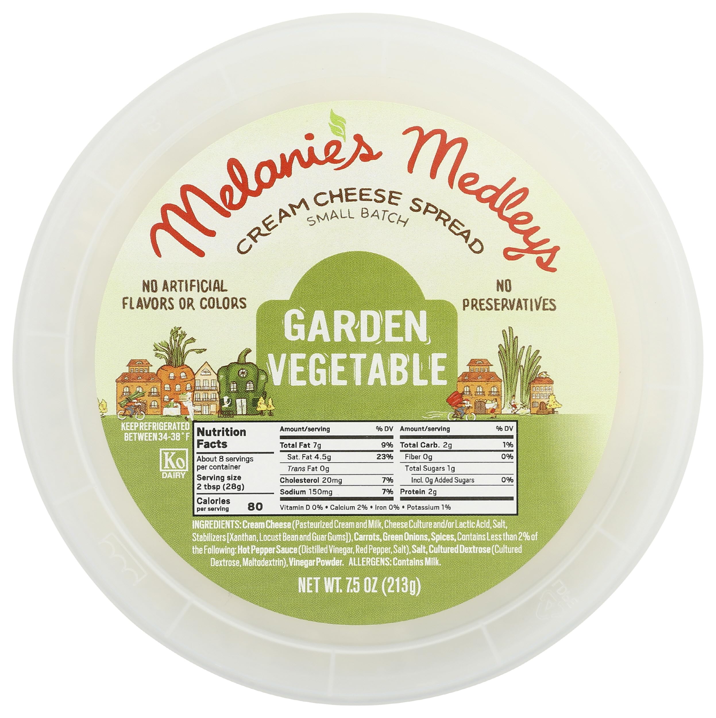 Melanie's Medleys, Spread Cream Cheese Garden Vegetable, 7.5 Ounce