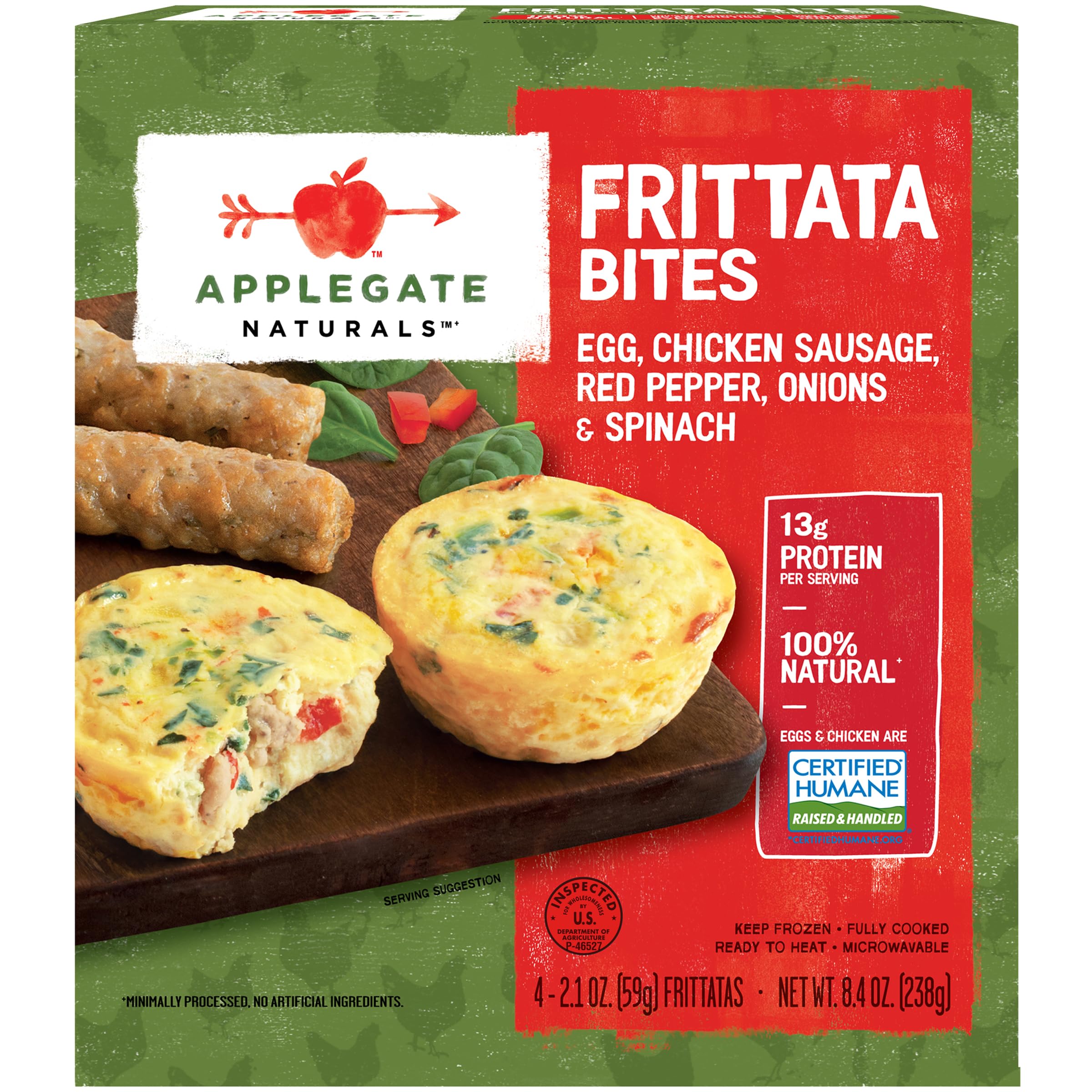 APPLEGATE, NATURALS Chicken Sausage, Red Pepper, Onions & Spinach Frittata Bites 8.4 Oz