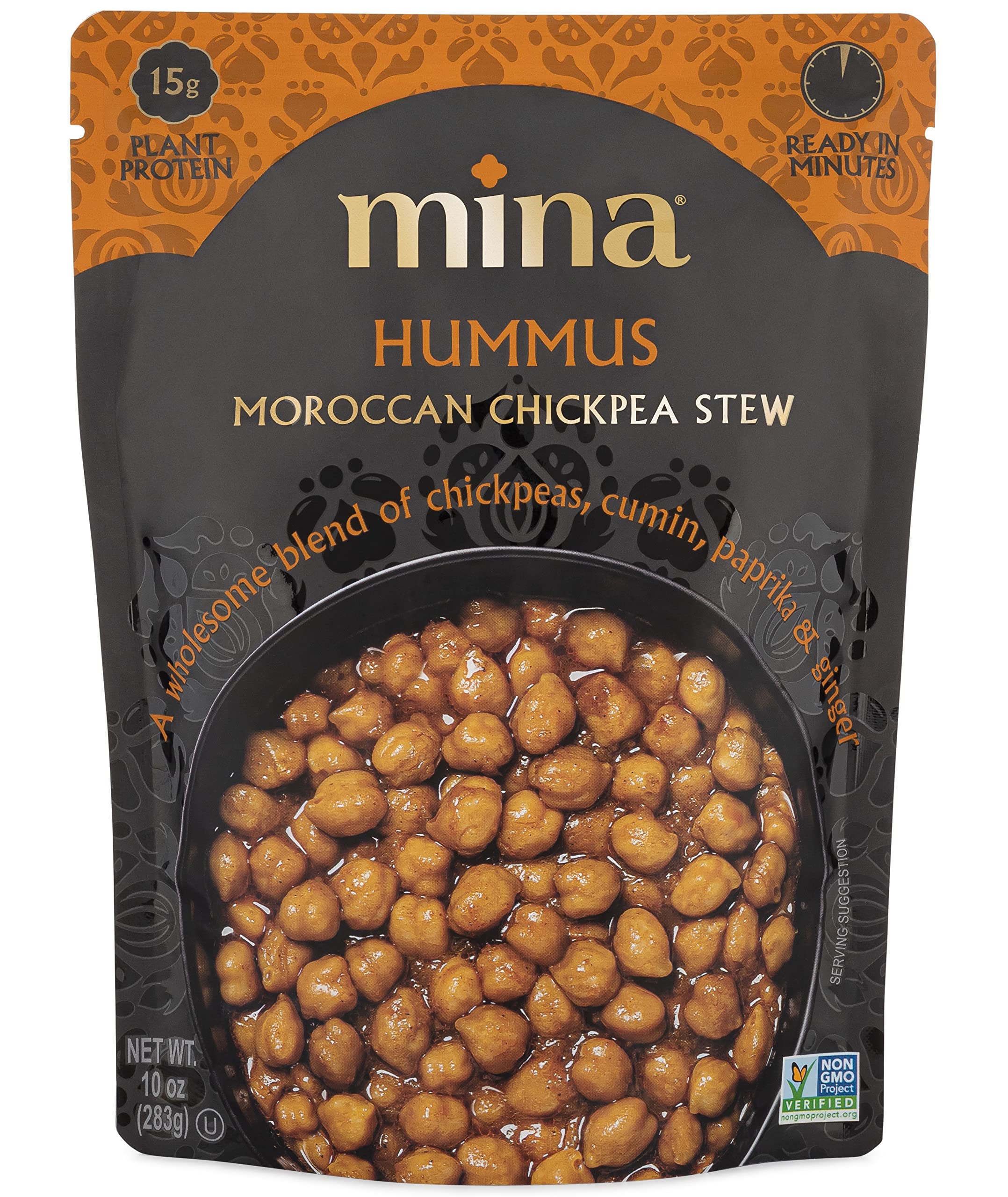 Mina Moroccan Chickpeas, Ready to Eat, Plant Protein, Vegan, Non-GMO 10 oz