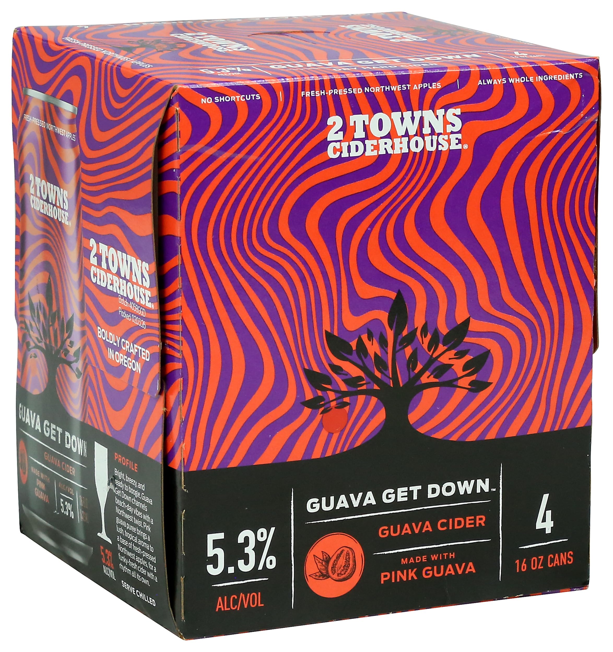 2 Towns Ciderhouse Guava Get Down Cider 4pk Cans, 16 FZ
