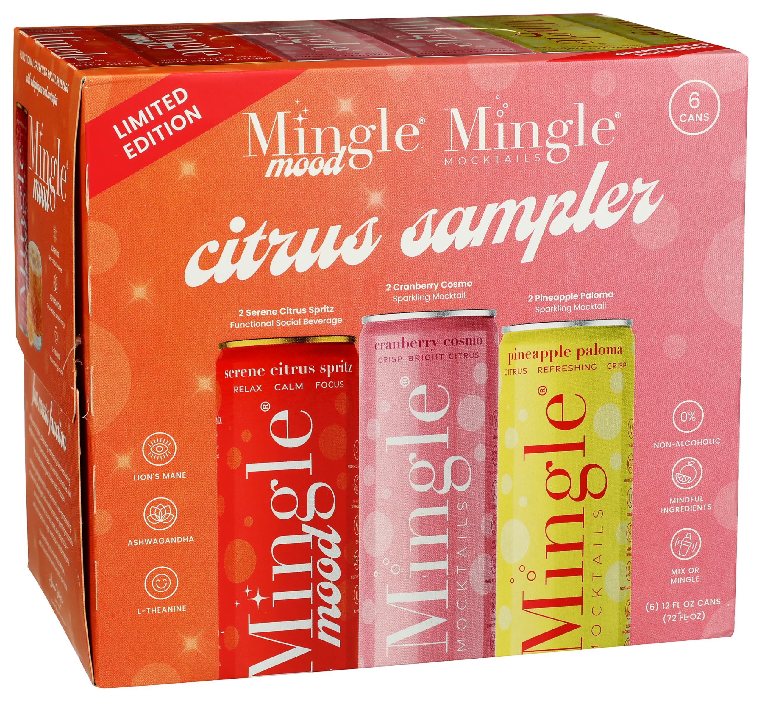 Mingle Non-Alcoholic Citrus Sampler 6pk Cans, 12 FZ