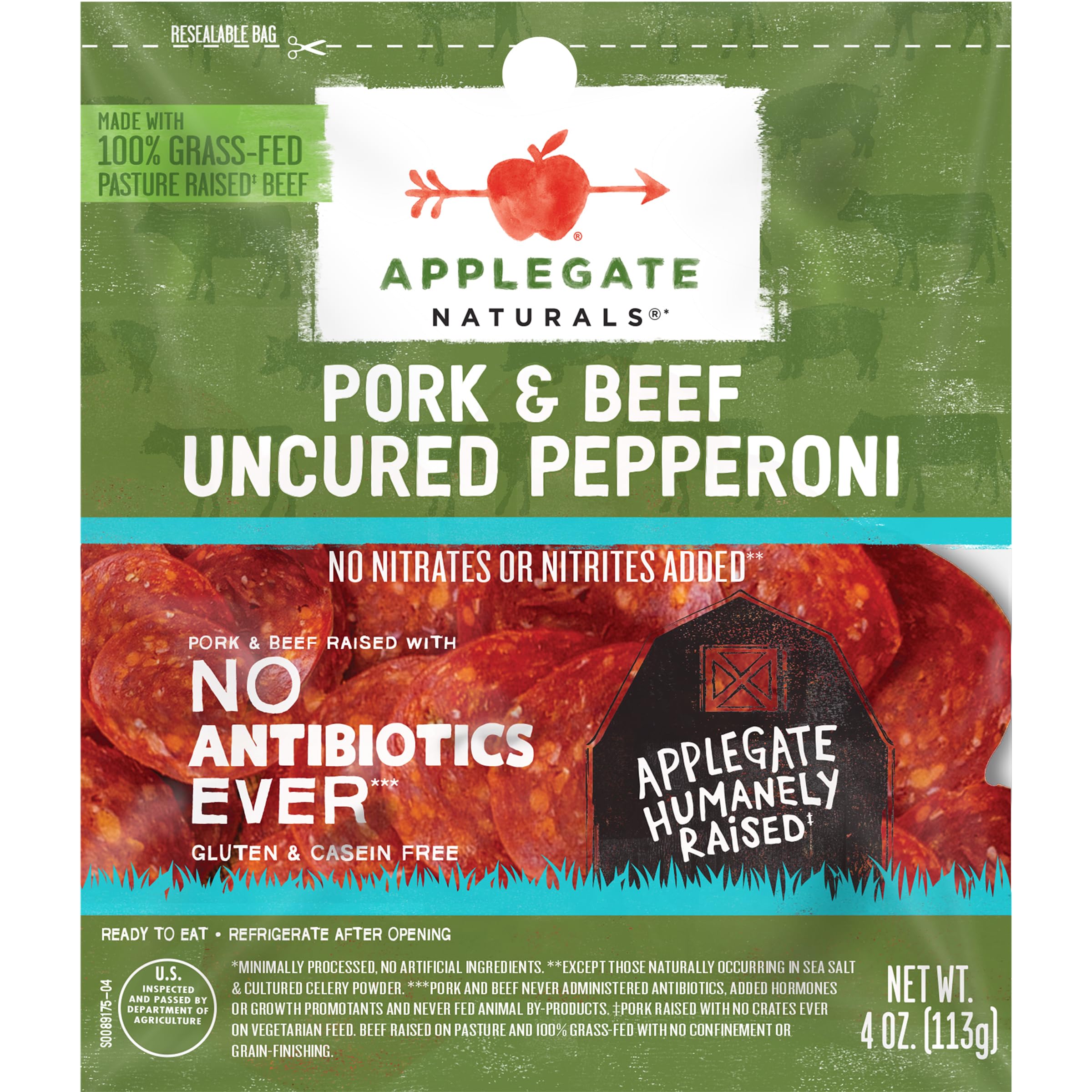Natural Uncured Pork & Beef Pepperoni, 4oz