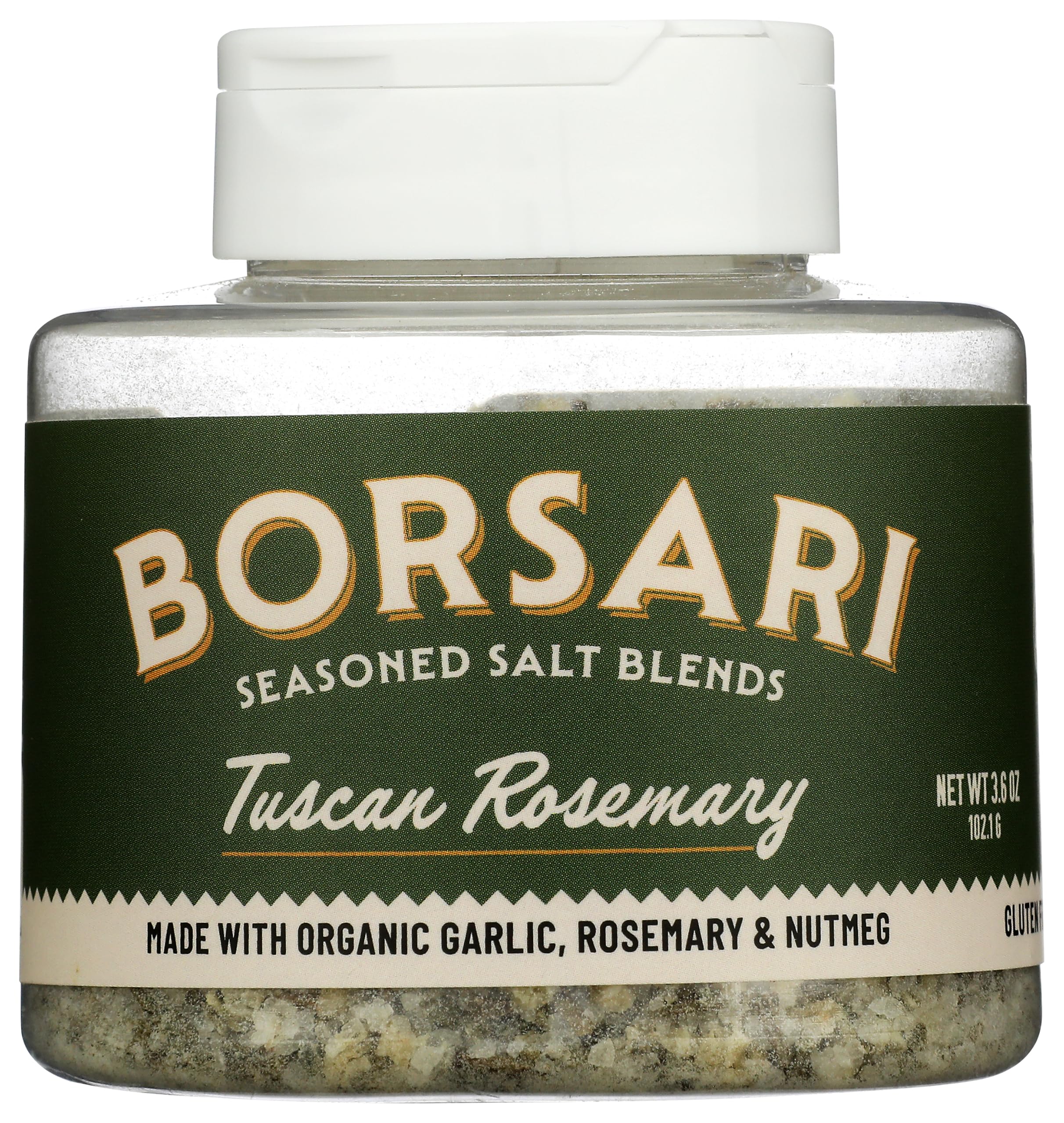 Borsari Tuscan Rosemary and Sage Seasoning Salt for Chicken, Pork, Potatoes and Vegetables, 3.6 oz
