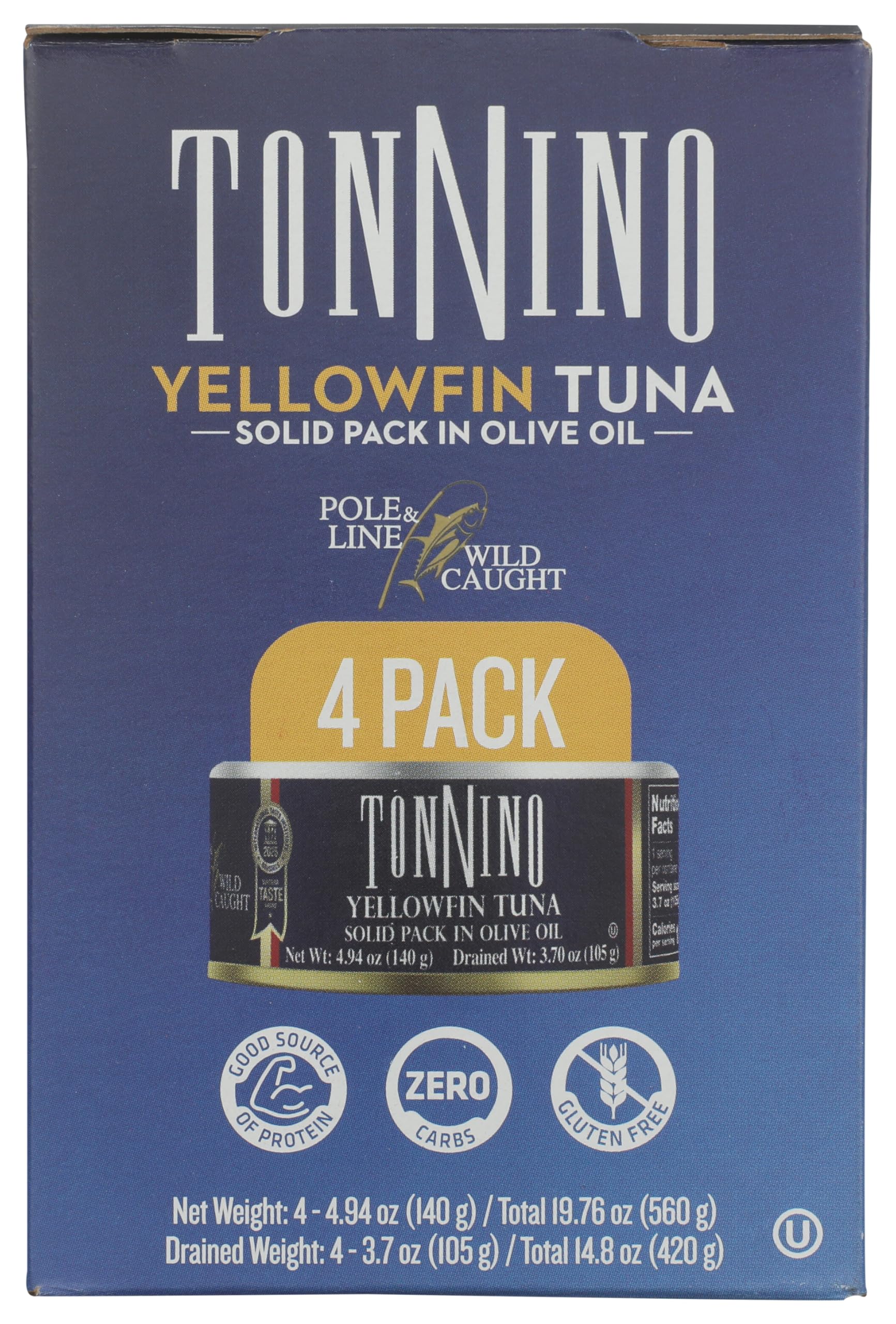 Tonnino Tuna Yellowfin Olive Oil Pole Link 4Ct, 19.76 Ounce