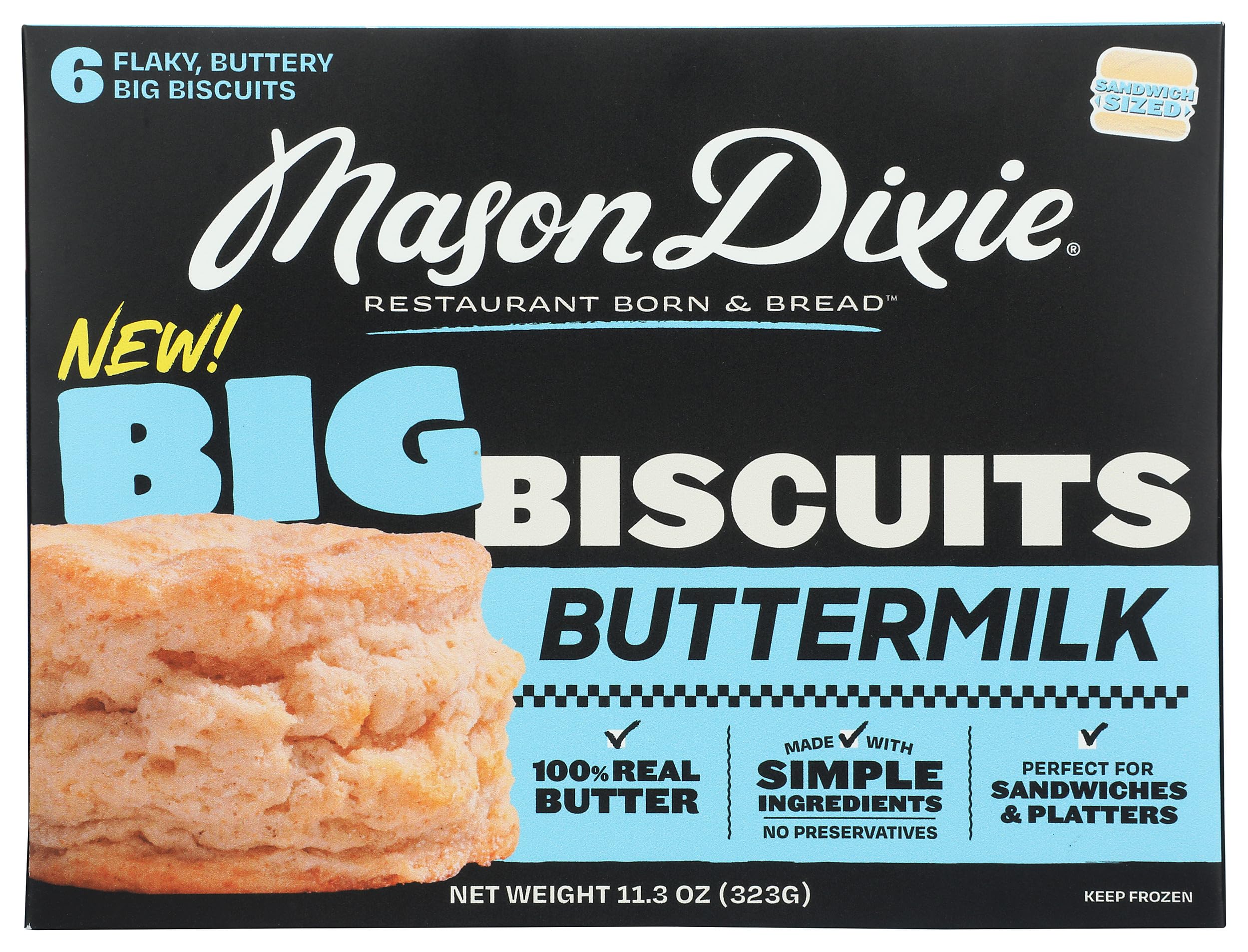 Mason Dixie Biscuit Co, Biscuits Buttermilk Big, 11.3 Ounce