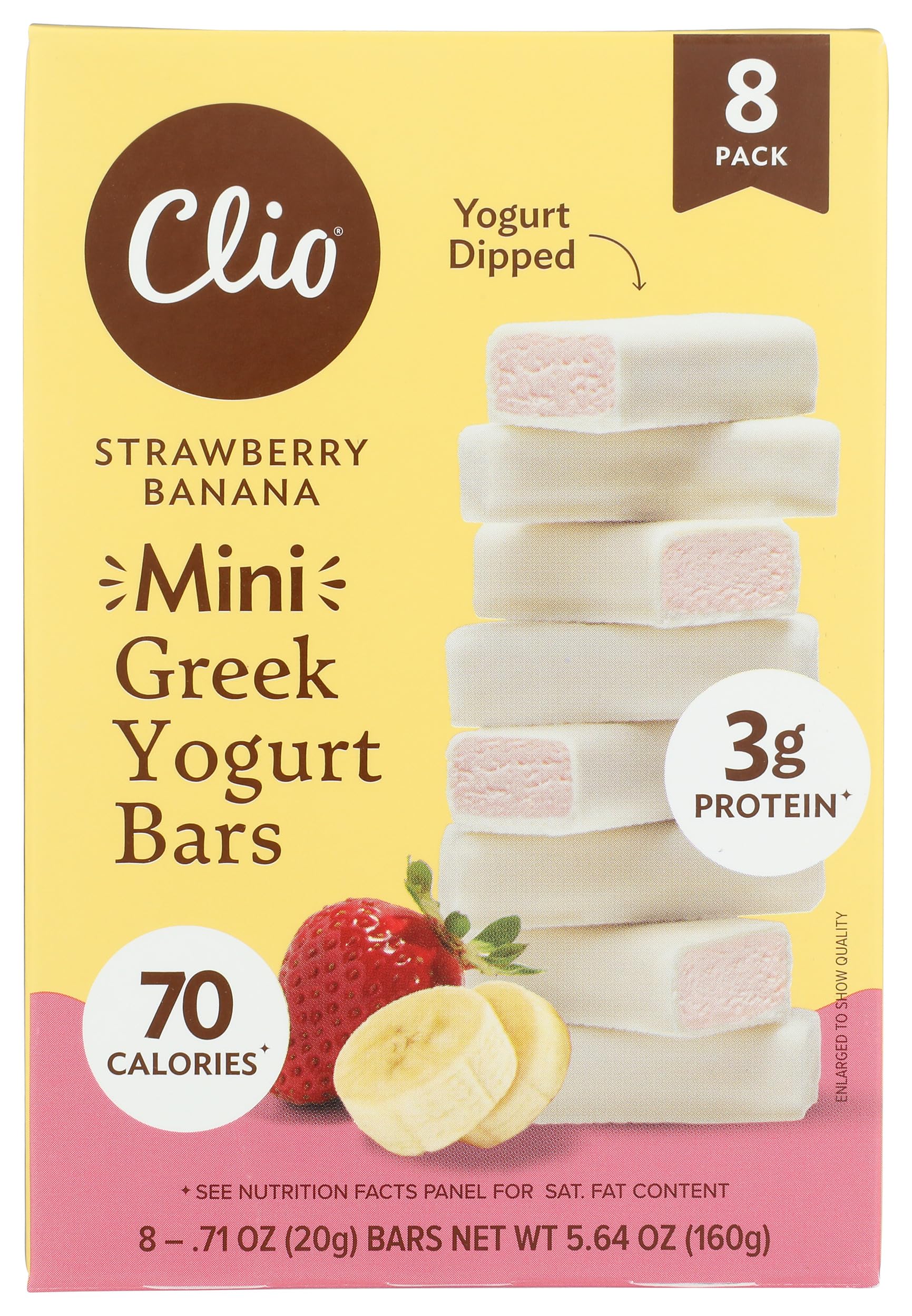 Clio Strawberry Banana Yogurt Covered Mini Greek Yogurt Bar 8ct, 5.64 OZ