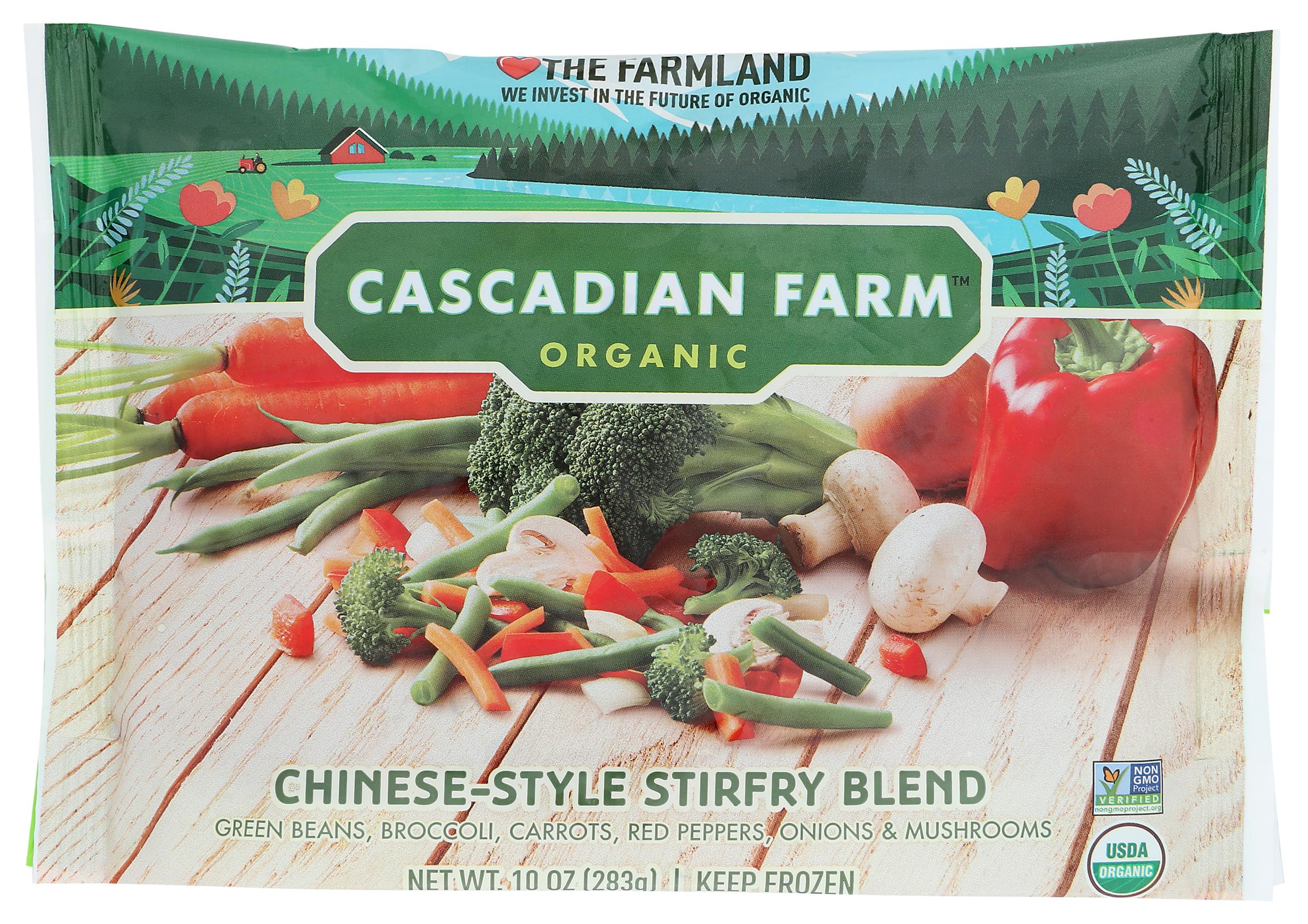 Cascadian Farm Organic Chinese Stirfry Blend, Frozen Vegetables, 10 oz | Six Organic Vegetables; Non-GMO Project Verified; Heats in Minutes for a Quick Side Dish or Meal Base; 10 oz