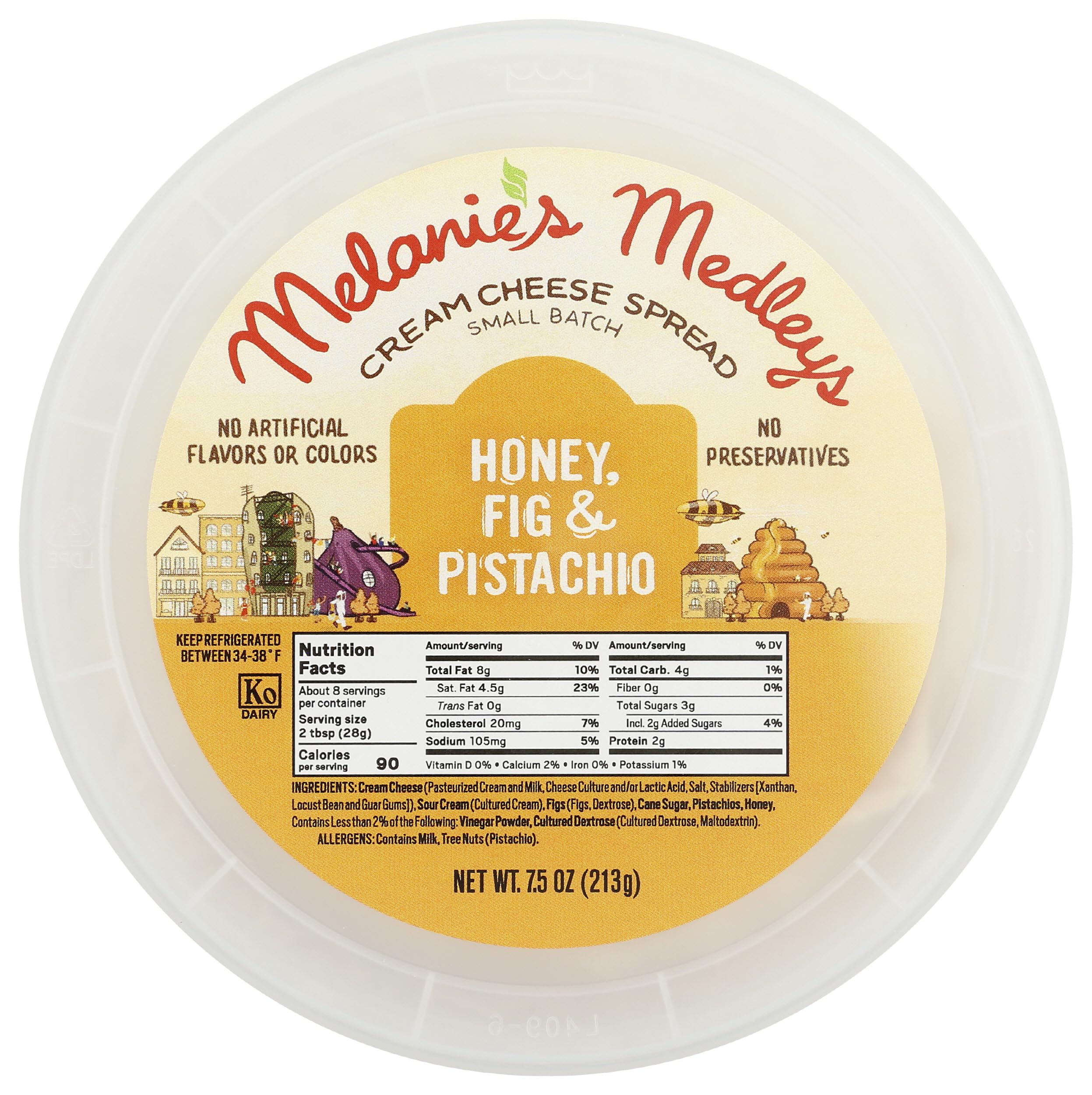 Melanie's Medleys, Spread Cream Cheese Honey Fig Pistachio, 7.5 Ounce