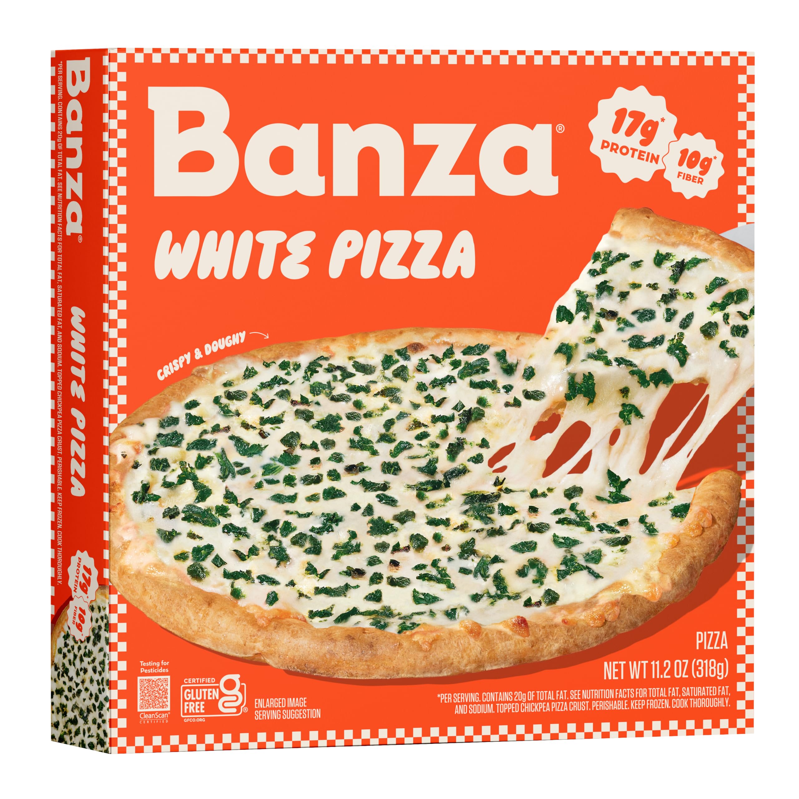 Banza White Pizza from Chickpeas | High Protein, Gluten Free, Frozen Pizza 13oz