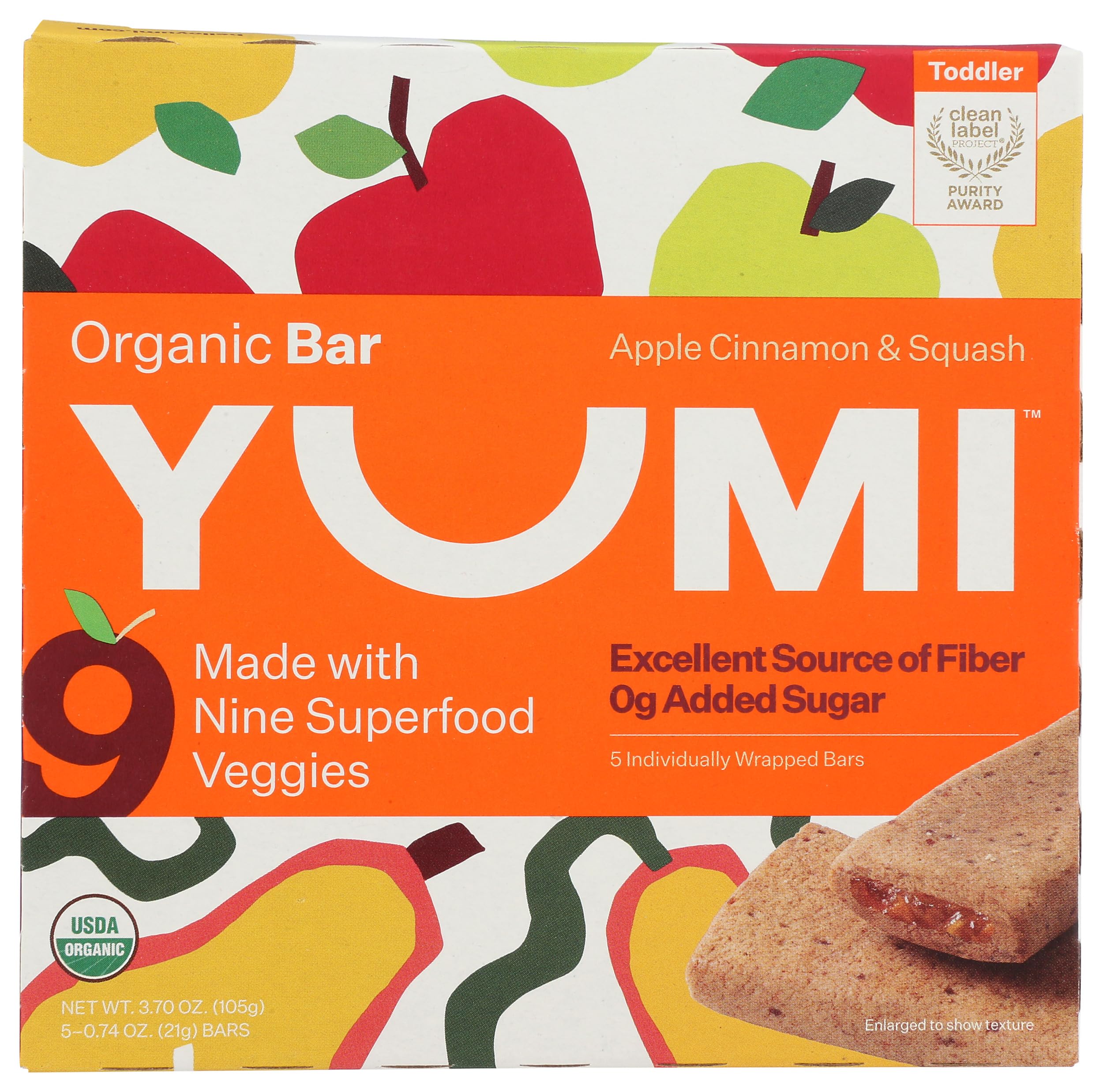 Yumi, Bars Toddler Apple Cinnamon Squash Organic, 3.7 Ounce