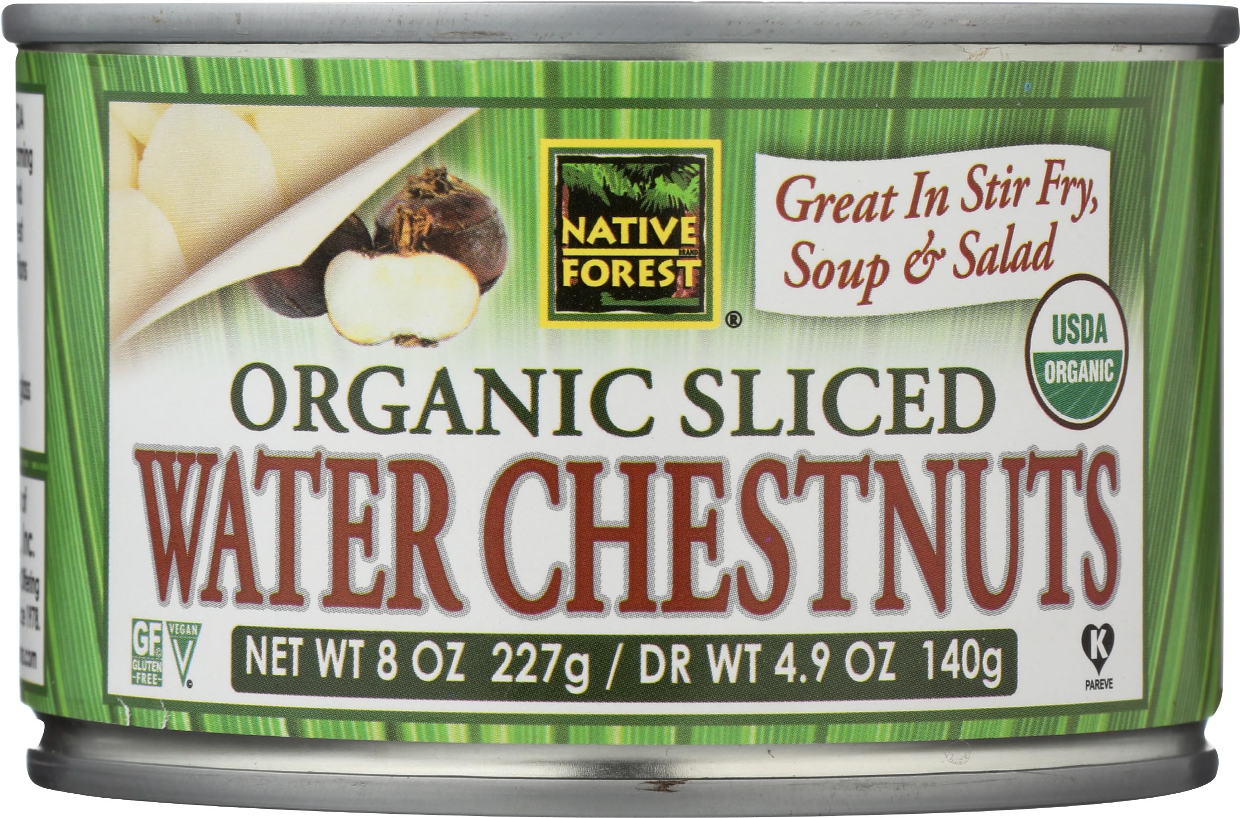 Native Forest Organic Sliced Water Chestnuts - 8 Ounce (Pack of 1) | Water Chestnuts, Sliced & Canned, Organic