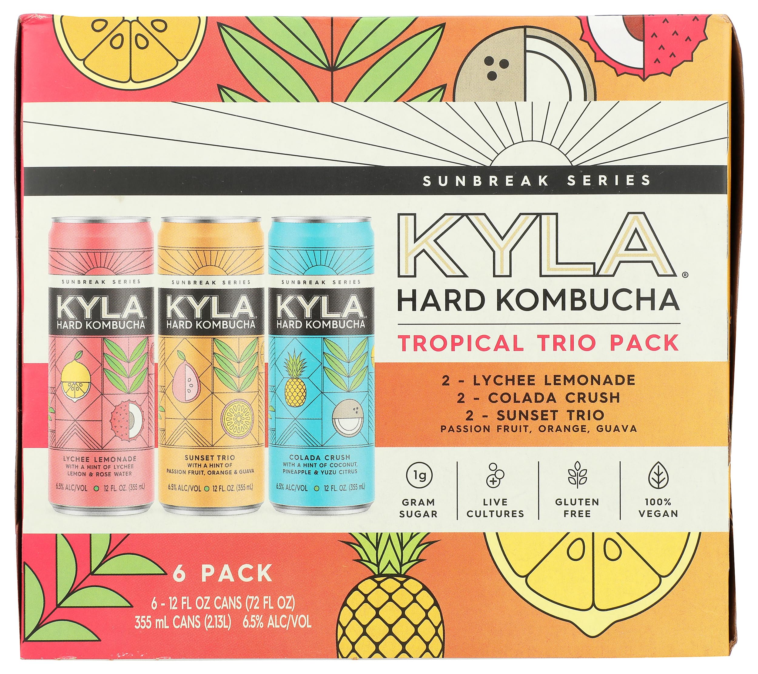 Hard Kombucha Variety Tropical Trio, 6pk, 12 Fl Oz Cans