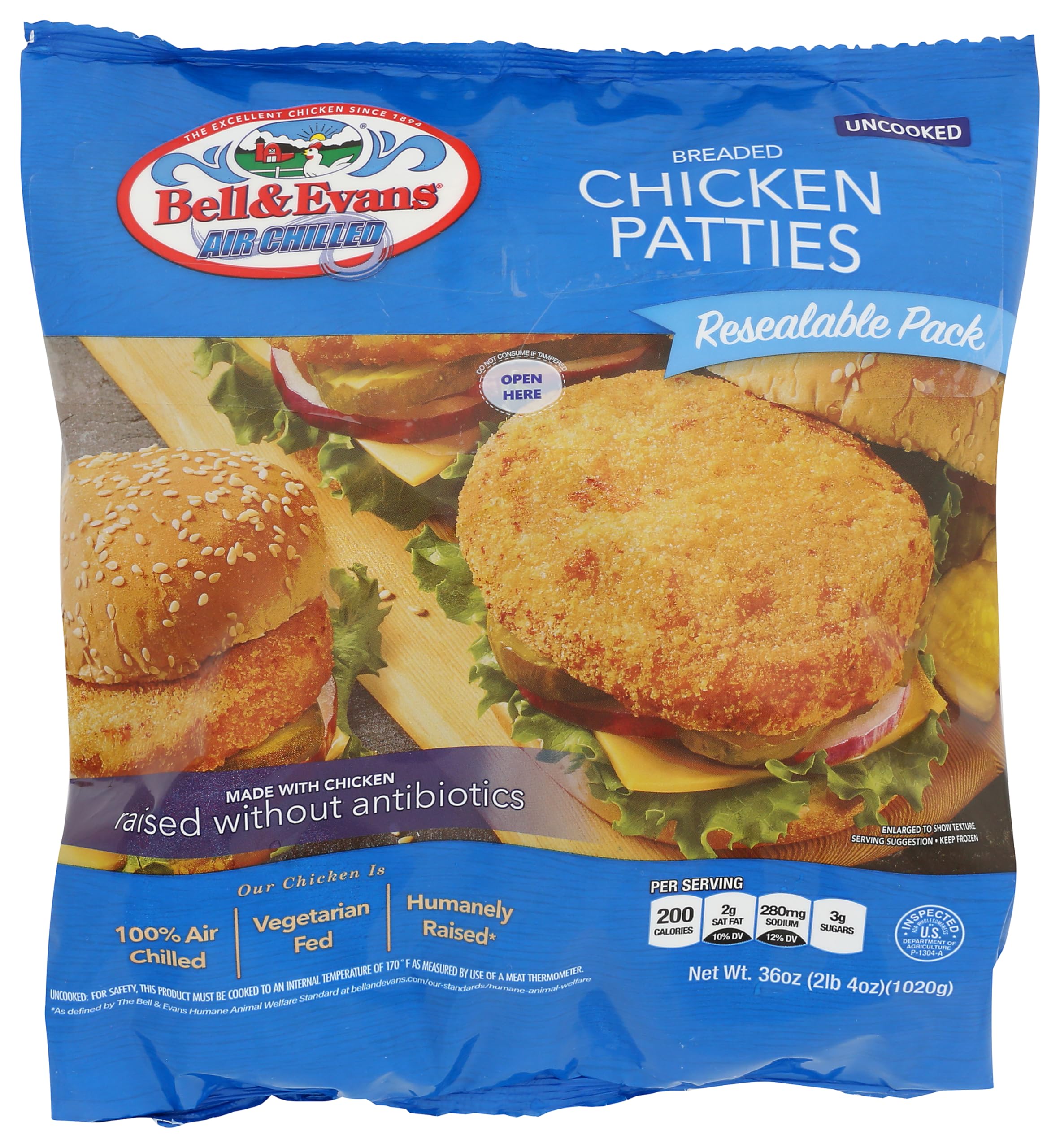 Frozen Chicken Patty Breaded Bag Value Pack, 36 Ounce