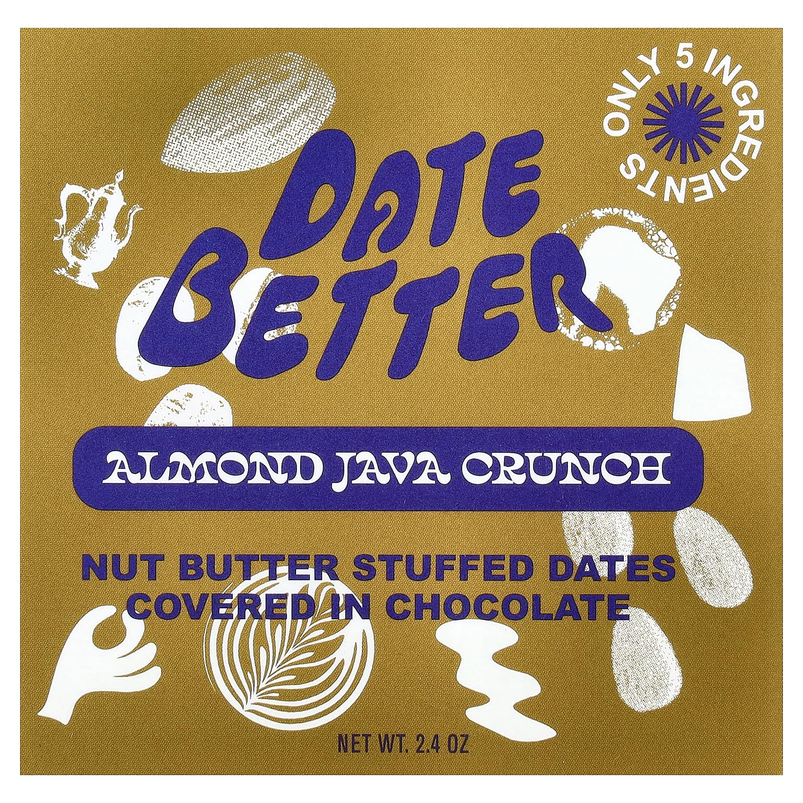 Date Better Snacks Almond Java Chocolate Covered Dates, 2.4 OZ